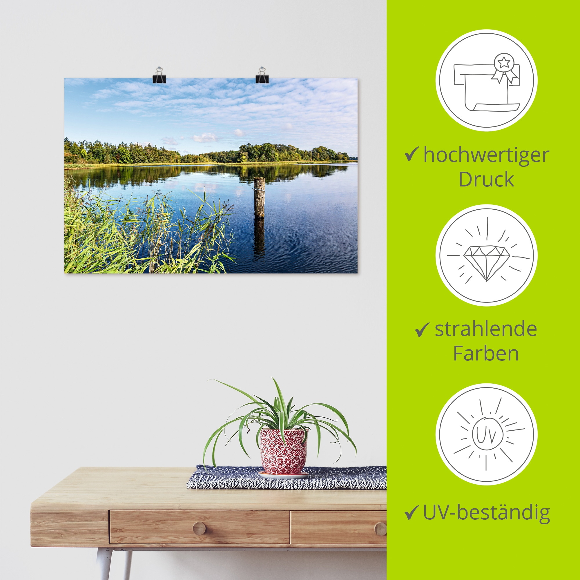 Artland Wandbild »Krakower See in der Stadt Krakau am See« Gewässer 1 Stk. tlg. als Alubild, Leinwandbild, Poster, Wandaufkleber in verschied. Grössen