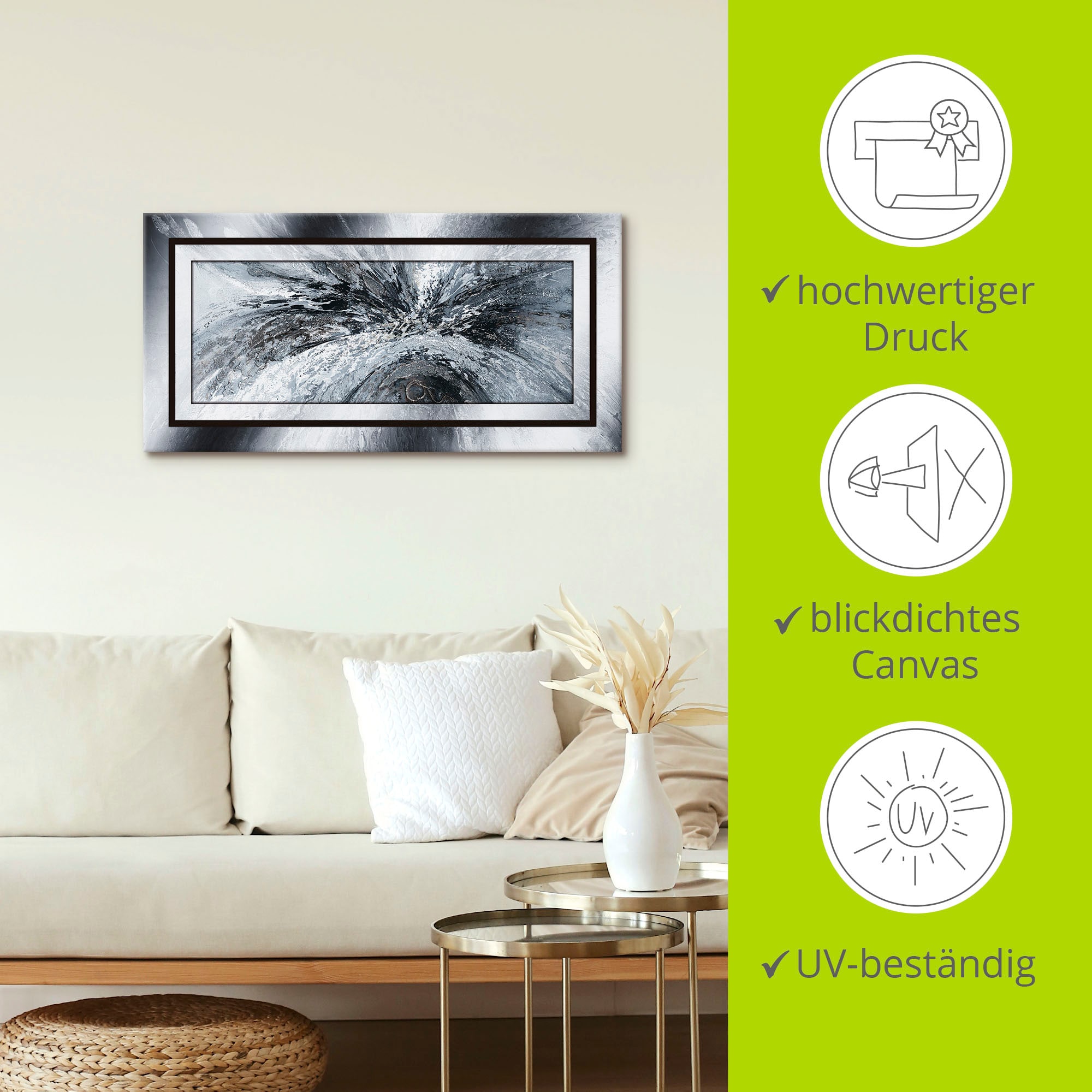 Artland Wandbild »Schwarz - weiss abstrakt 1« Muster 1 Stk. tlg. als Alubild, Outdoorbild, Leinwandbild, Poster in verschied. Grössen