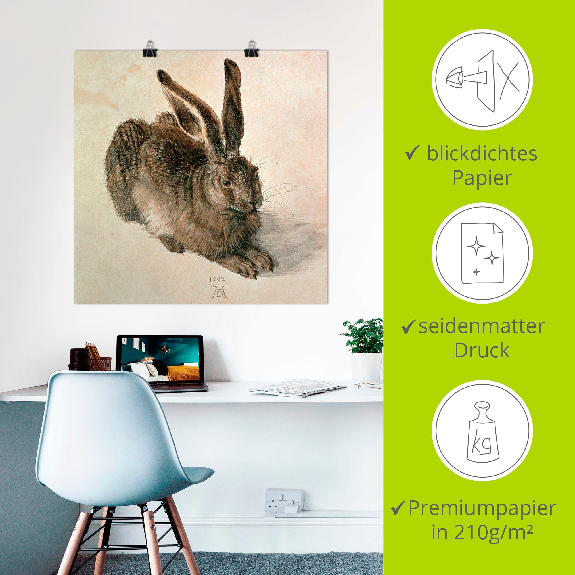 Artland Wandbild »Junger Feldhase. 1502«, Wildtiere, (1 St.), als Leinwandbild, Poster in verschied. Grössen