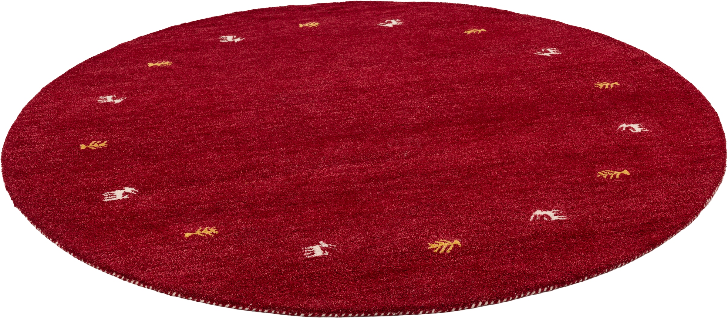 THEKO Wollteppich »Gabbeh Motiv, Handweb Teppich, Tiermotiv, reine Wolle, handgewebt«, rund, 14 mm Höhe, reine Wolle, handgewebt, Wohnzimmer, Schlafzimmer, Esszimmer