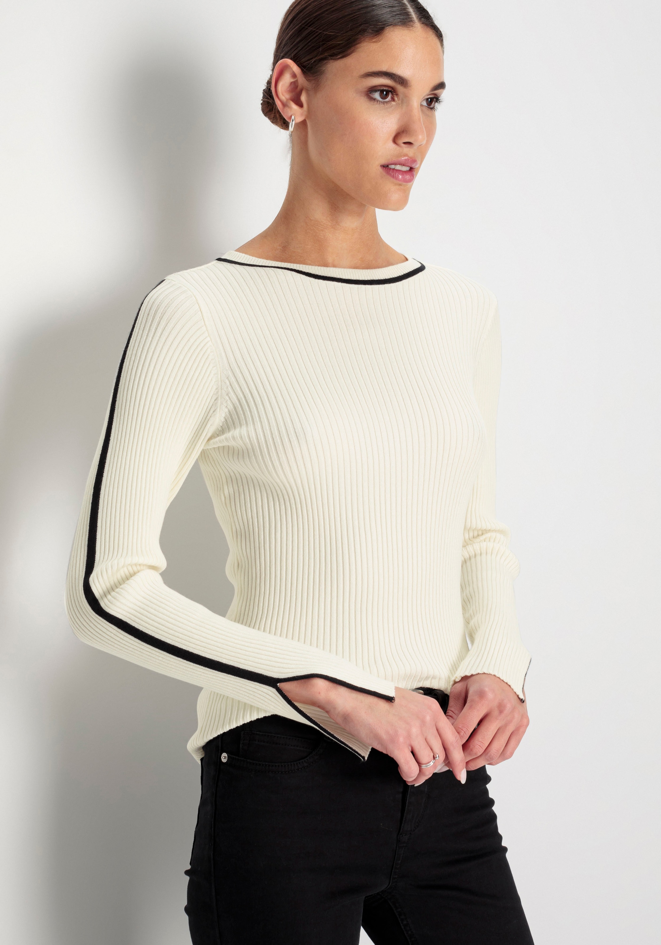 Image of HECHTER PARIS Strickpullover mit Kontrastdetails