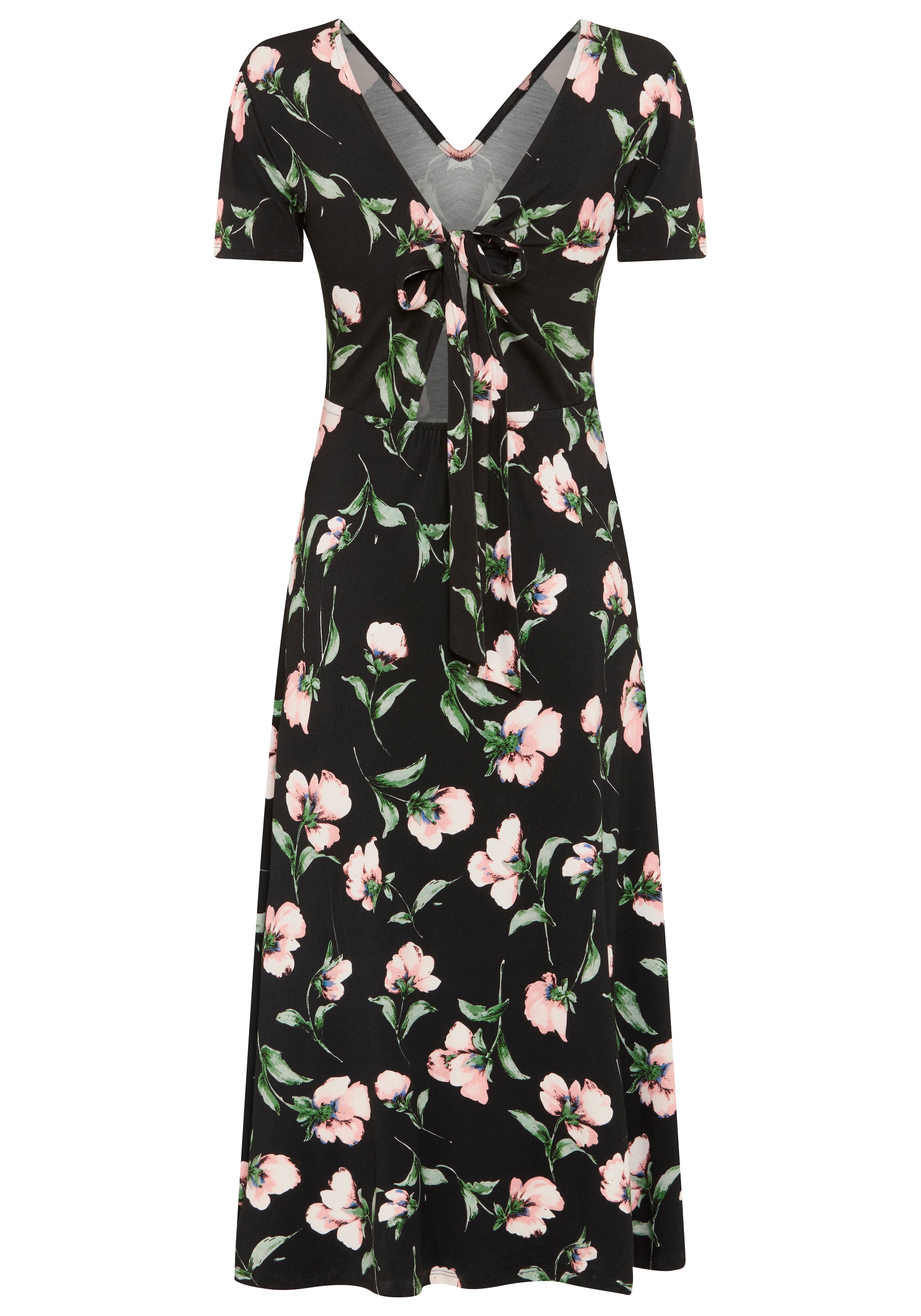 Laura Scott Robe midi mit tiefem Rückenausschnitt und Knotendetail, geblümt