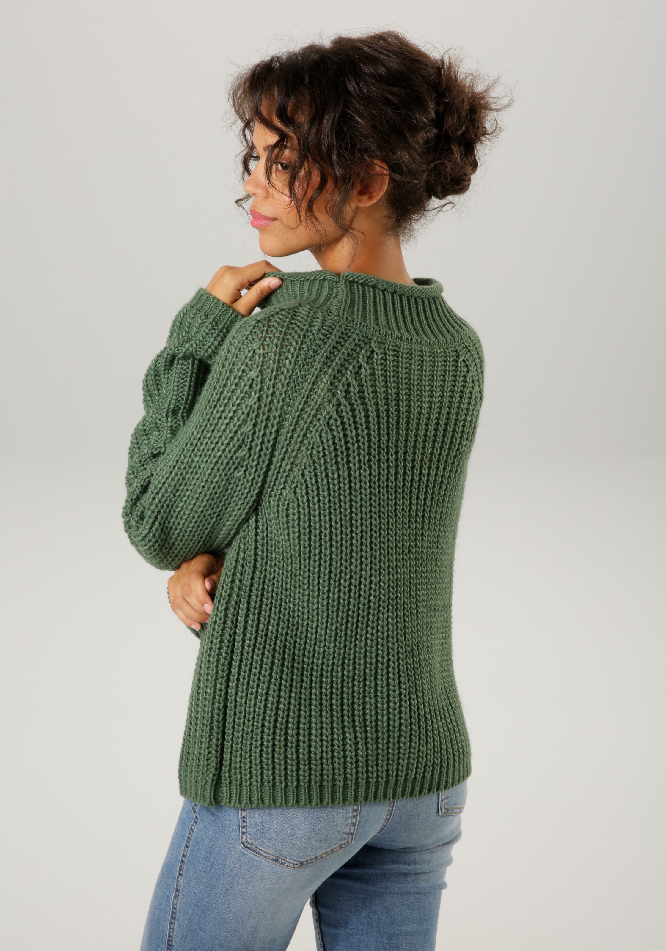 Aniston CASUAL Strickpullover, mit Rollkante am Stehkragen