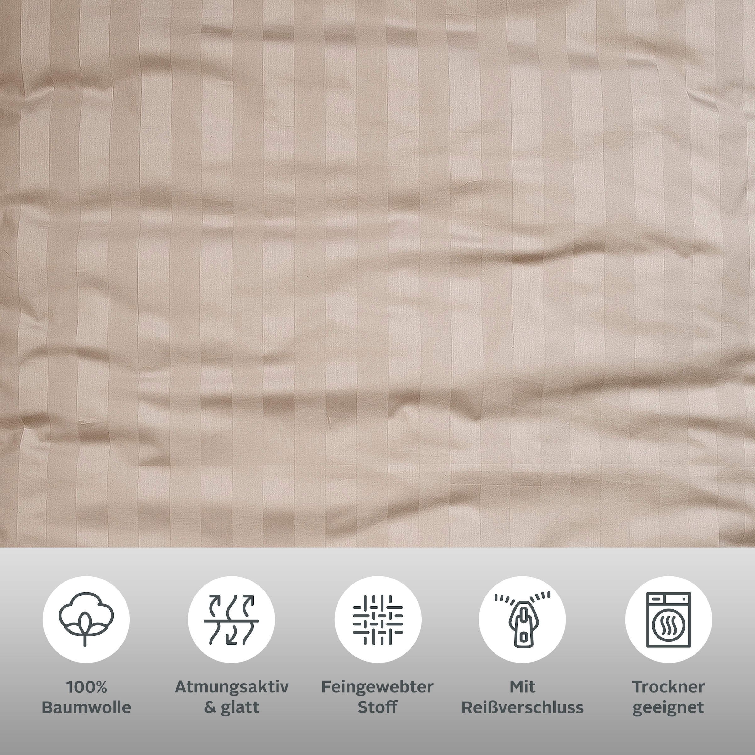 Leonique Bettwäsche »Malia«, (2 tlg.), kühlende Bettwäsche, Premium Satin Qualität, Flächengewicht 120 g/m², 100% Baumwolle, STANDARD 100 by OEKO-TEX® zertifiziert, Kissenbezug und Bettdeckenbezug mit Reissverschluss ausgestattet