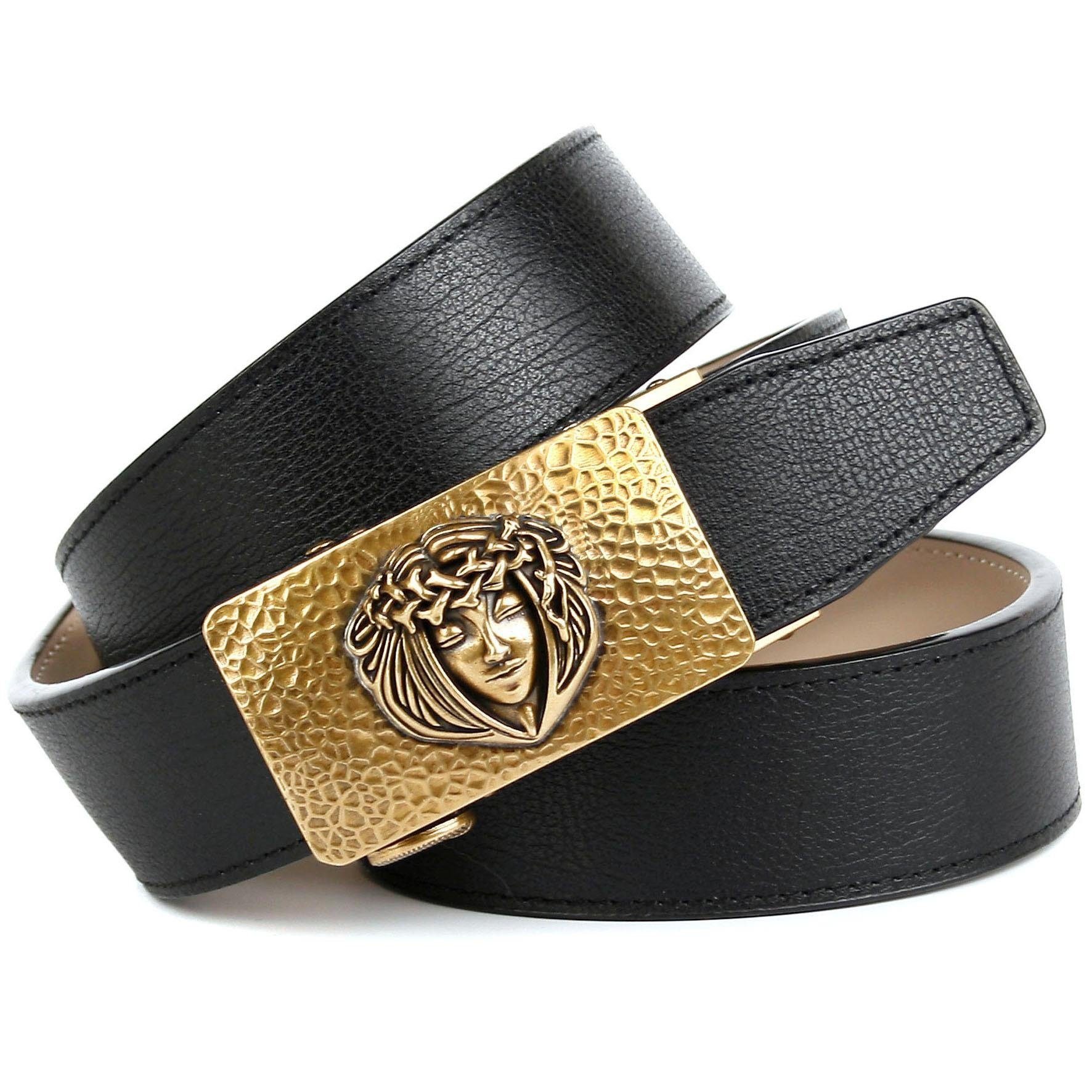 Image of Anthoni Crown Ledergürtel, mit goldfarbener Schliesse in gehämmerter Optik bei Ackermann Versand Schweiz