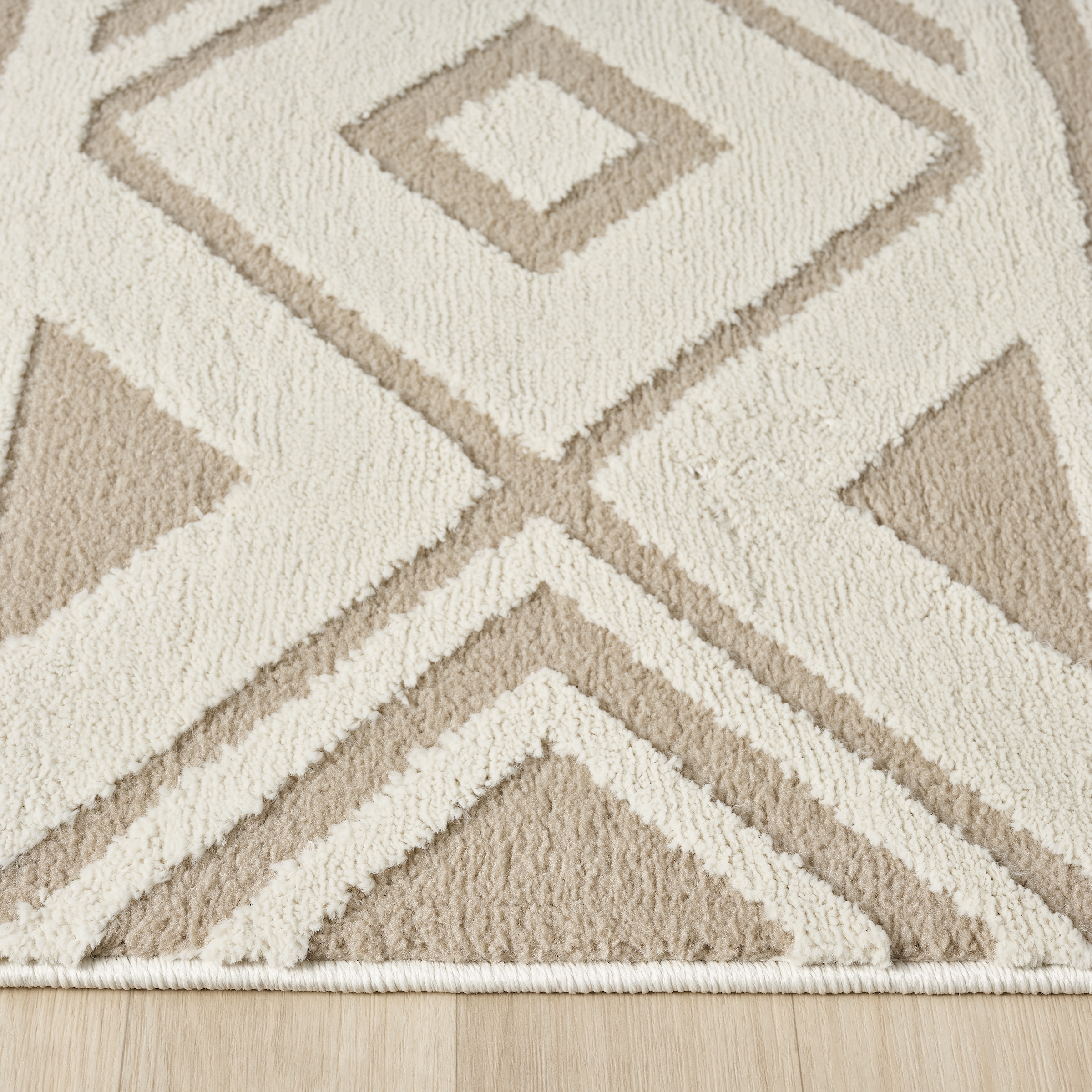 my home Teppich »Bonvo« rechteckig 19 mm Höhe mit Fransen, Hoch-Tief-Struktur, Wohnzimmer, Schlafzimmer, Boho-Style