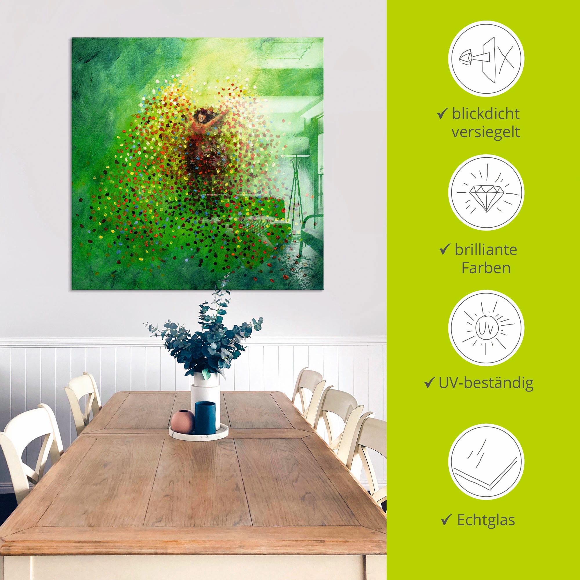 Artland Glasbild »Sich selbst feiern«, Frau, (1 St.), in verschiedenen Grössen