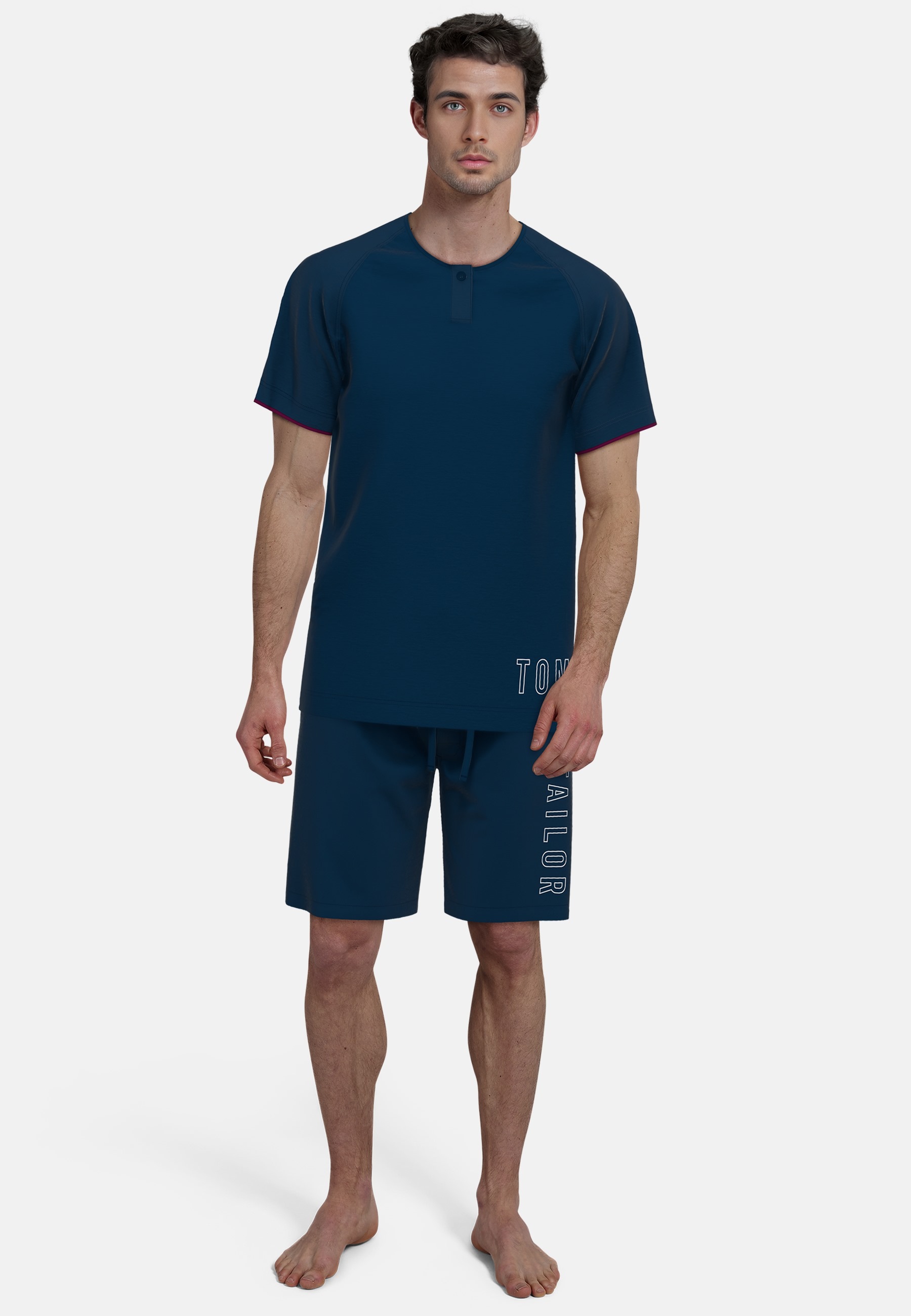 Image of TOM TAILOR Shorty "Kilkenny" 2 tlg. Mit Print, Kurzarm, Rundhalsausschnitt, kurze Hose, weich