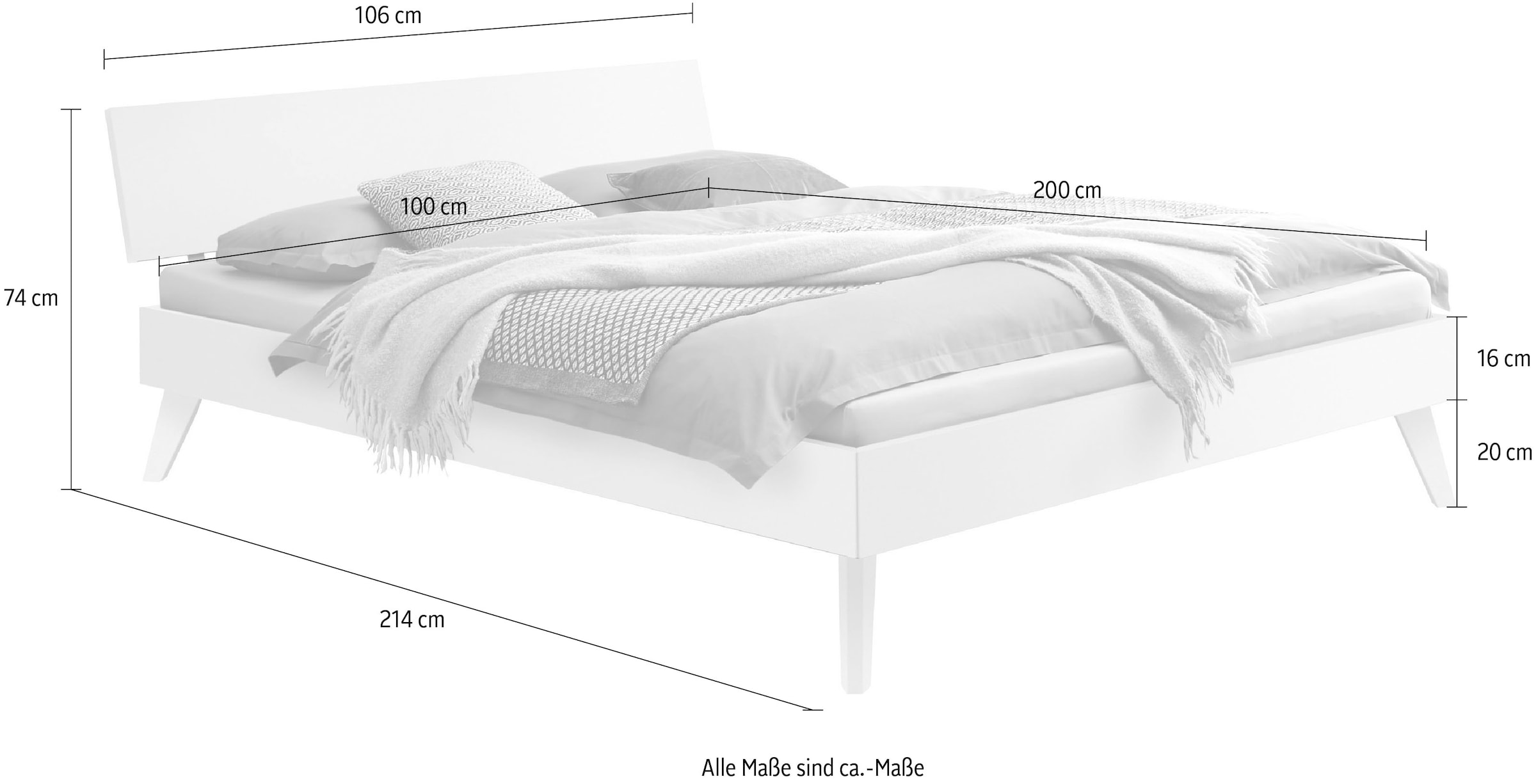 HASENA Lit en bois »Ancona« hauteur des pieds 20 cm