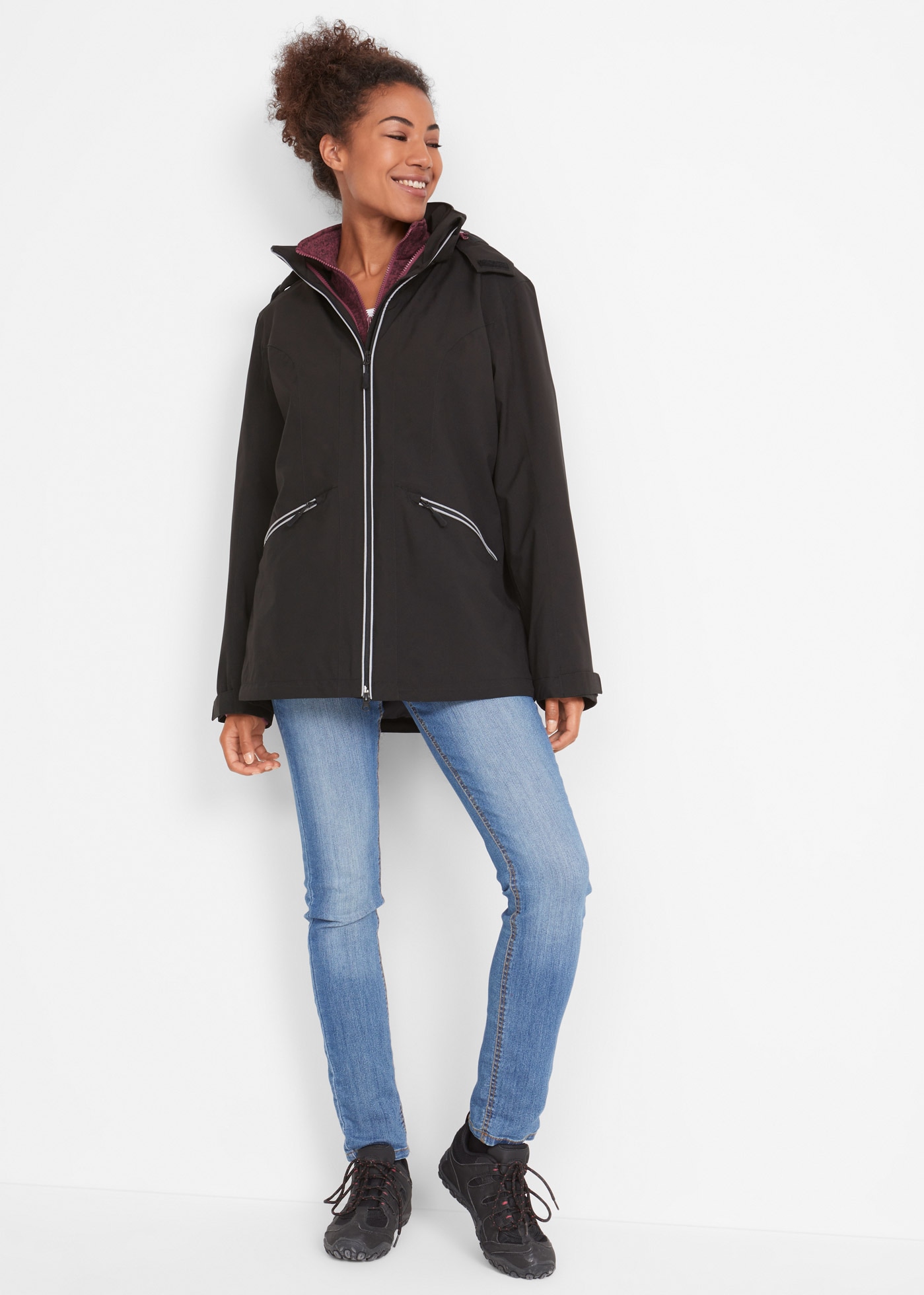 bonprix mit Kapuze mit herausnehmbarer Strickfleecejacke, abnehmbare Kapuze