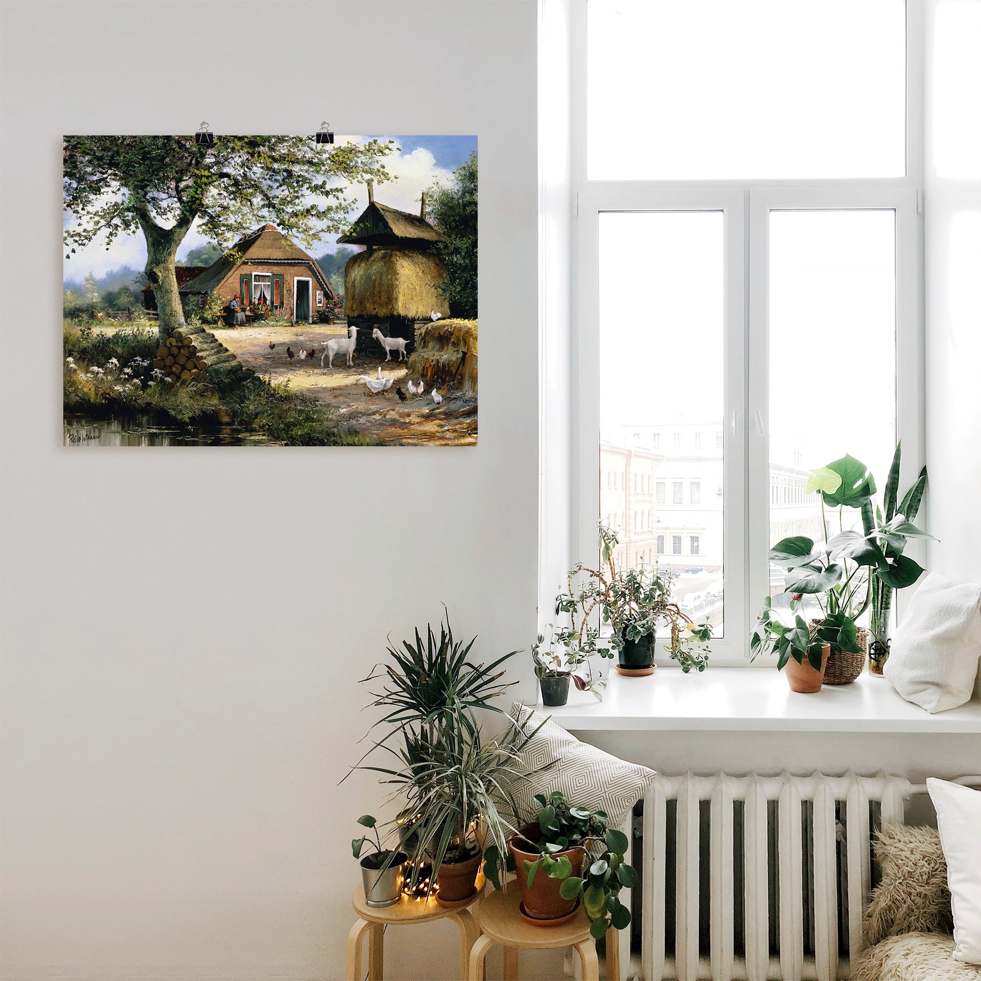 Artland Fresque murale »Idyllische Farm mit Hühnern und Ziegen« 1 cuis tlg. als Leinwandbild, Poster in verschied. Grössen