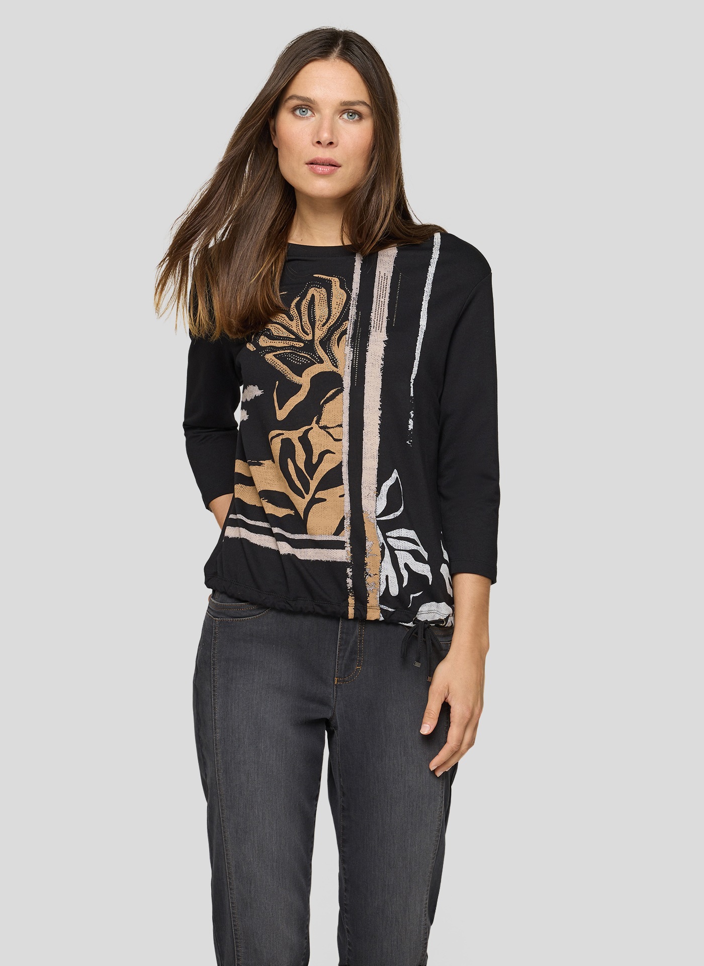 Image of Rabe 3/4-Arm-Shirt mit Frontprint und Nieten