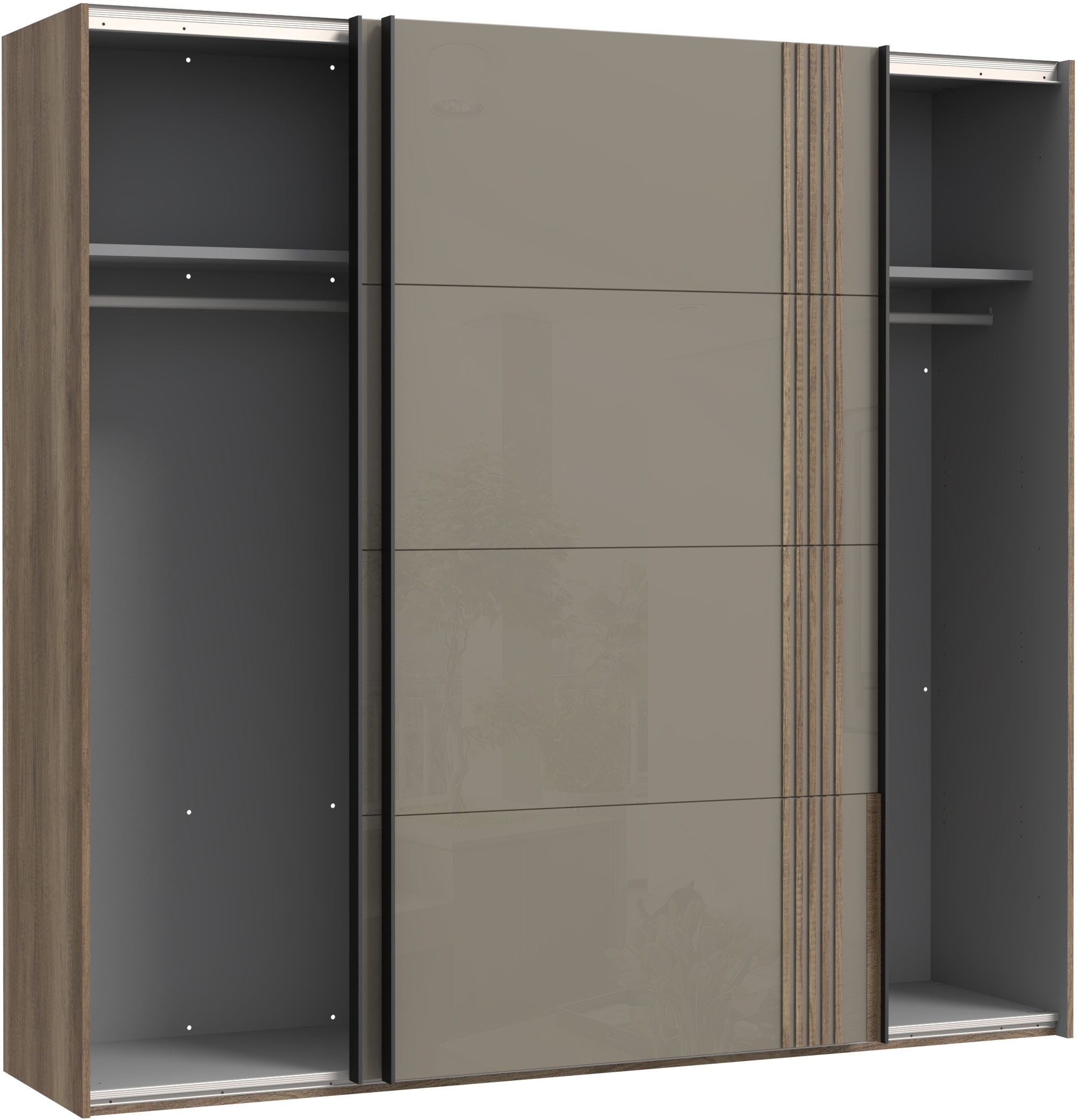FORTE Schwebetürenschrank Hochglanzfront, Metallgriffleisten