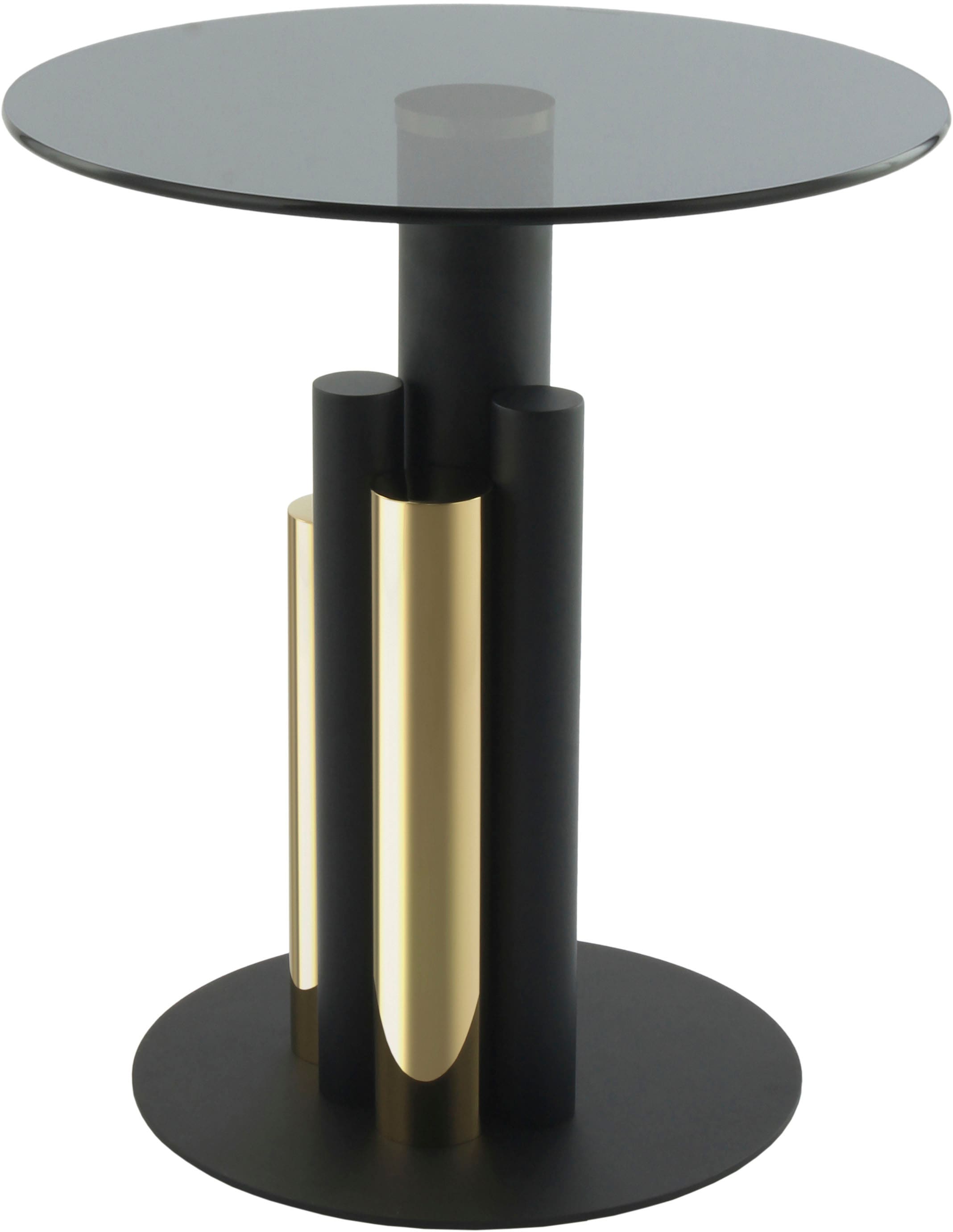 Kayoom Beistelltisch »Ontario 225, Runde Glasplatte aus Sicherheitsglas, 100% Edelstahl«, (1 St.), Modernes Design, zweifarbiges Säulengestell, Eyecatcher Element