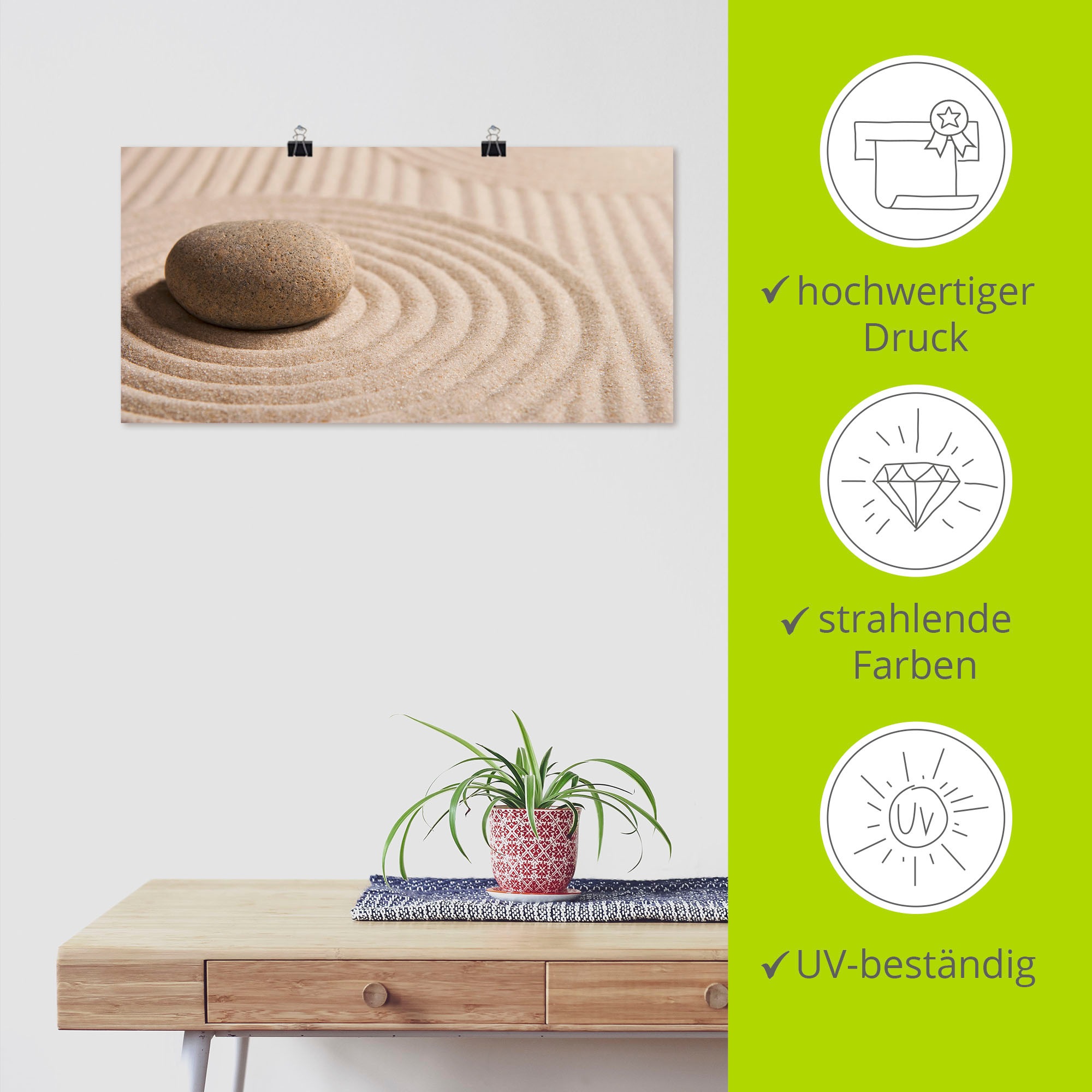 Artland Wandbild »Mini Zen Garten - Sand«, Zen, (1 St.), als Leinwandbild, Poster, Wandaufkleber in verschied. Grössen