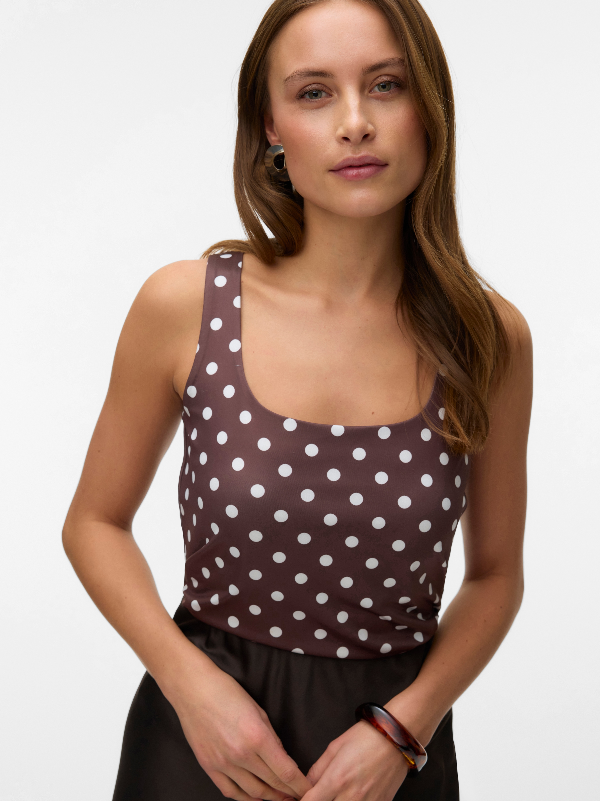 Image of Vero Moda Shirttop "VMMILLION SL SQUARE TOP 2-WAY JRS NOOS" Materialmix, regular fit