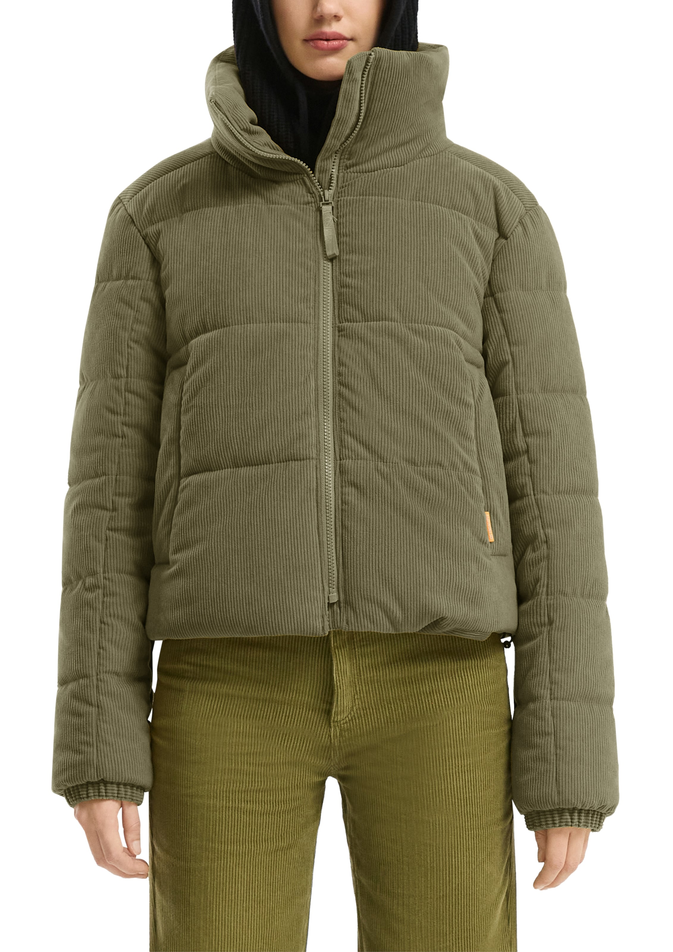 Image of QS Steppjacke ohne Kapuze kurz, aus Cord und mit Stehkragen