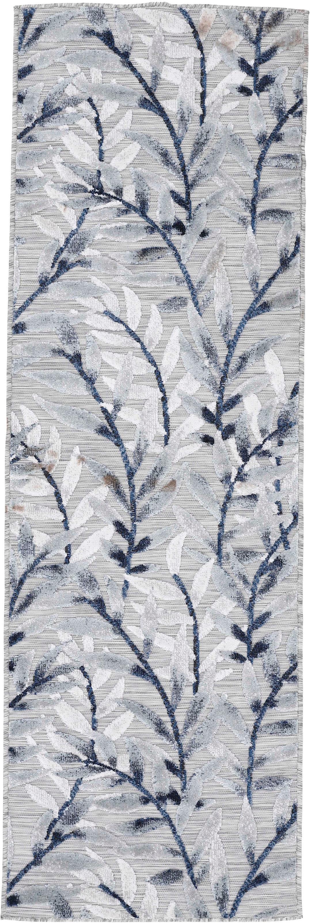 Image of carpetfine Läufer »Deja 100«, rechteckig, 4 mm Höhe, robustes Flachgewebe, Motiv- Floral Palmenblätter, Hoch-Tief Effekt, In- und Outdoor geeignet, Wetterfest und UV-beständig für Balkon, Terrasse, Garten, Aussenbereich,Wohnzimmer, Schlafzimmer bei Ackerm