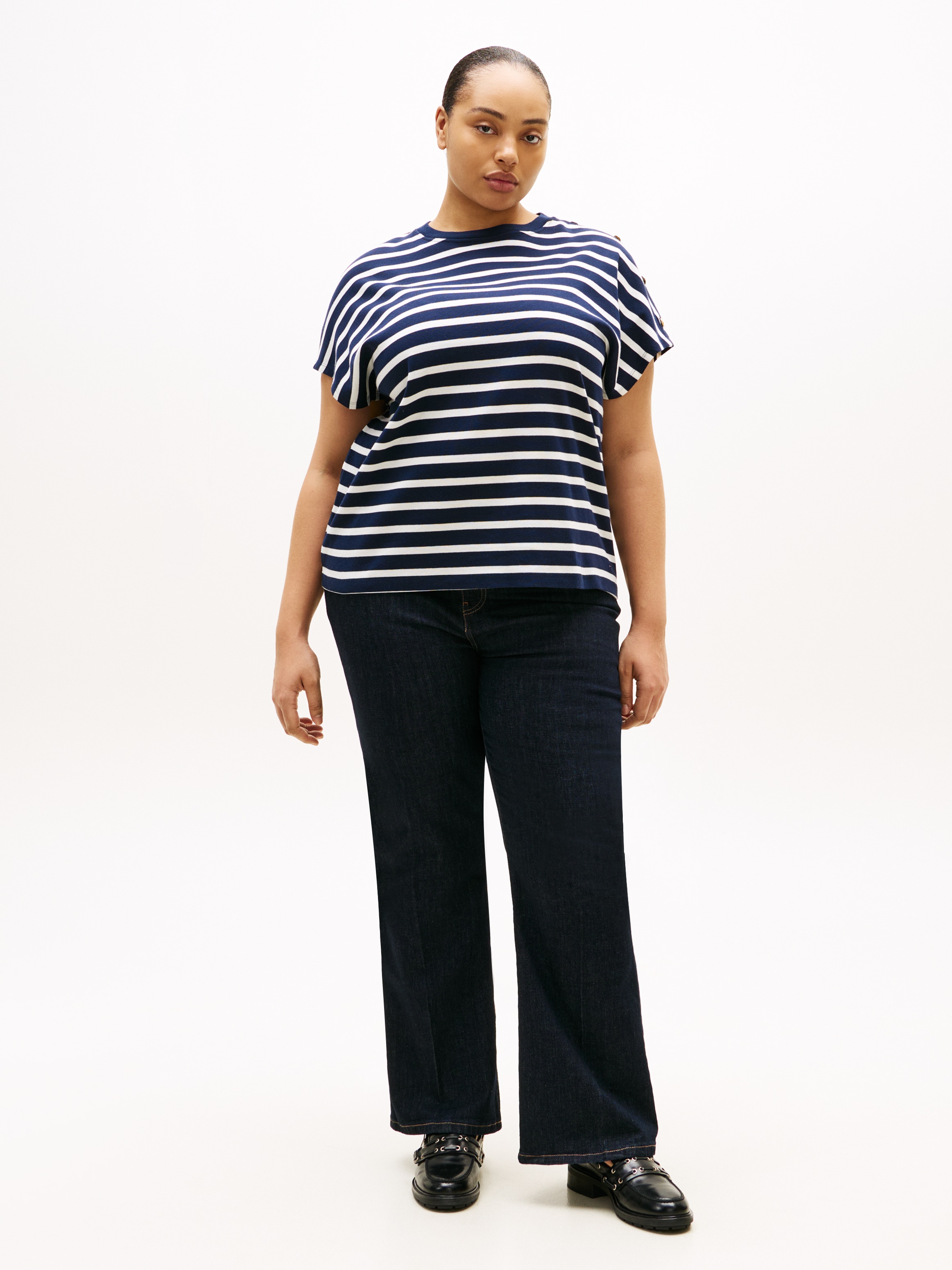 Tommy Hilfiger Curve Kurzarmshirt »CRV GOLD BUTTON SS TEE« in grossen Grössen