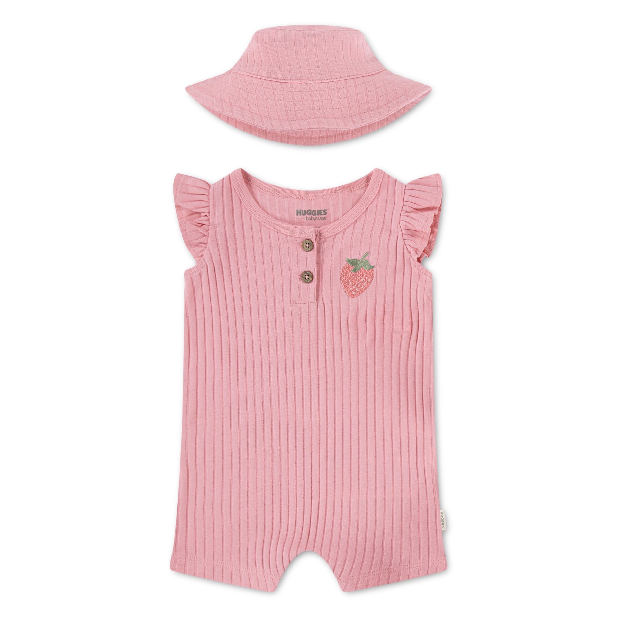 HUGGIES babywear Neugeborenen-Geschenkset »HUGG ROMPER + HAT ATTACHMENT« Set, 2 mit passendem Sonnenhut, Baumwolle