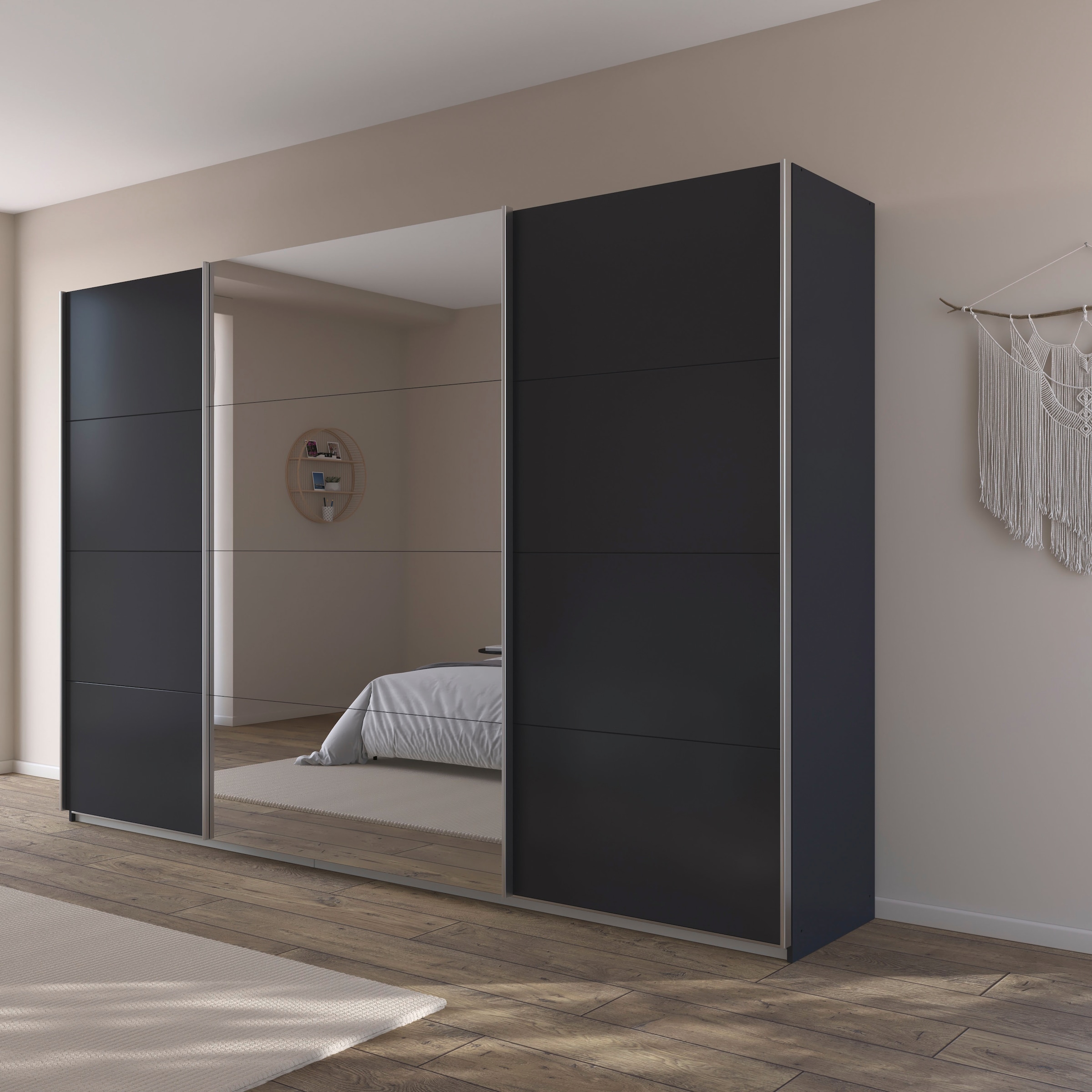 rauch Schwebetürenschrank »Kleiderschrank Schrank Garderobe Wäscheschrank TOMA«, inkl. Regaleinsatz sowie zusätzlichen Einlegeböden MADE IN GERMANY