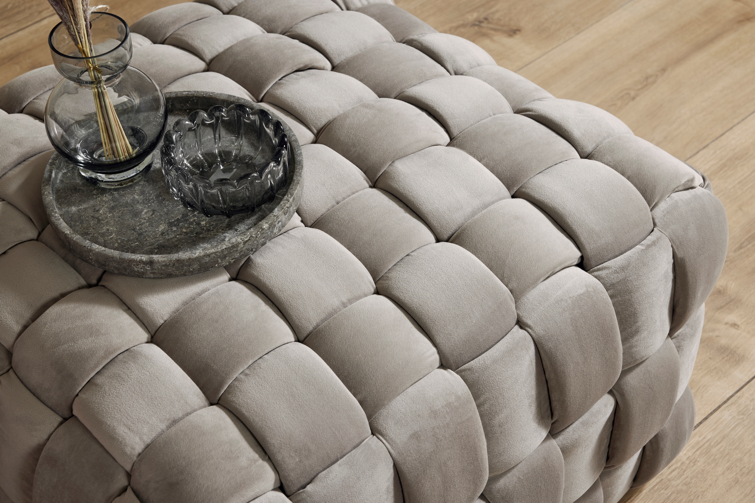 Jahnke Hocker »WEB ART M« Hocker, Couchtisch, Beistelltisch gepolstert in edler Flechtoptik