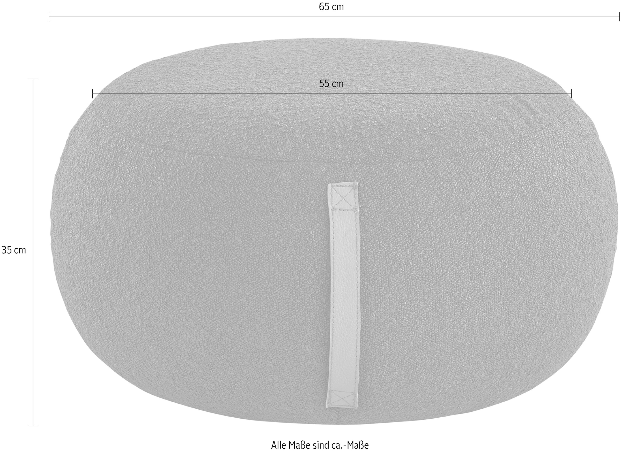 s.Oliver Tabouret »Finnian, moderner Designhocker mit Lederriemen, softes Design« hochwertig, zum Wohlfühlen in Luxus-Microfaser/Struktur oder in Bouclé