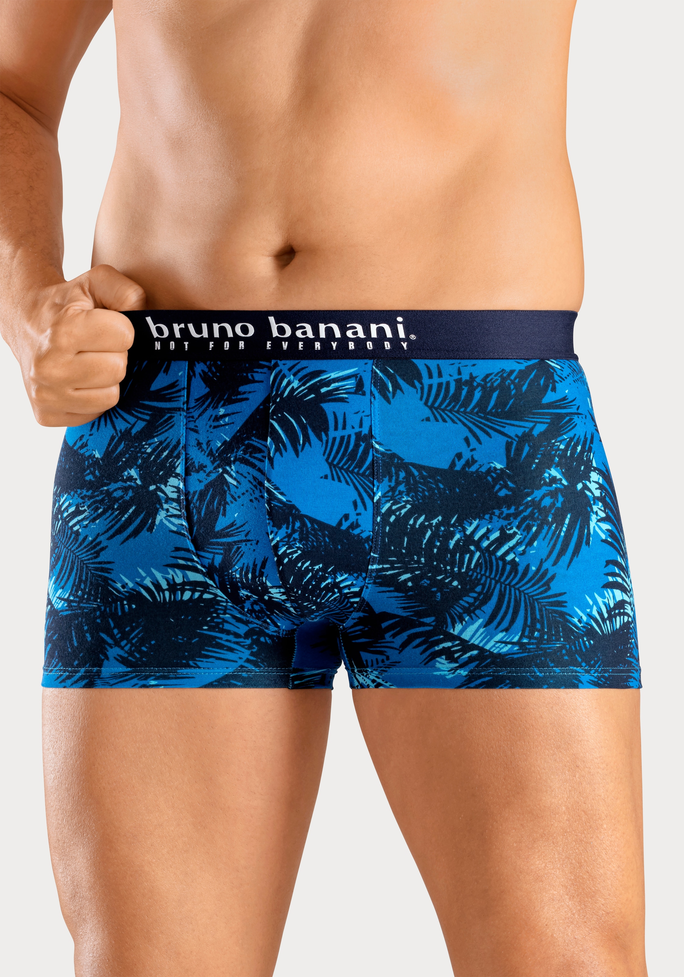 Bruno Banani Boxer »Boxershorts für Herren« Packung, 4er-Pack, 4 Stk. mit Palmendruck und unifarben aus Baumwollmischung