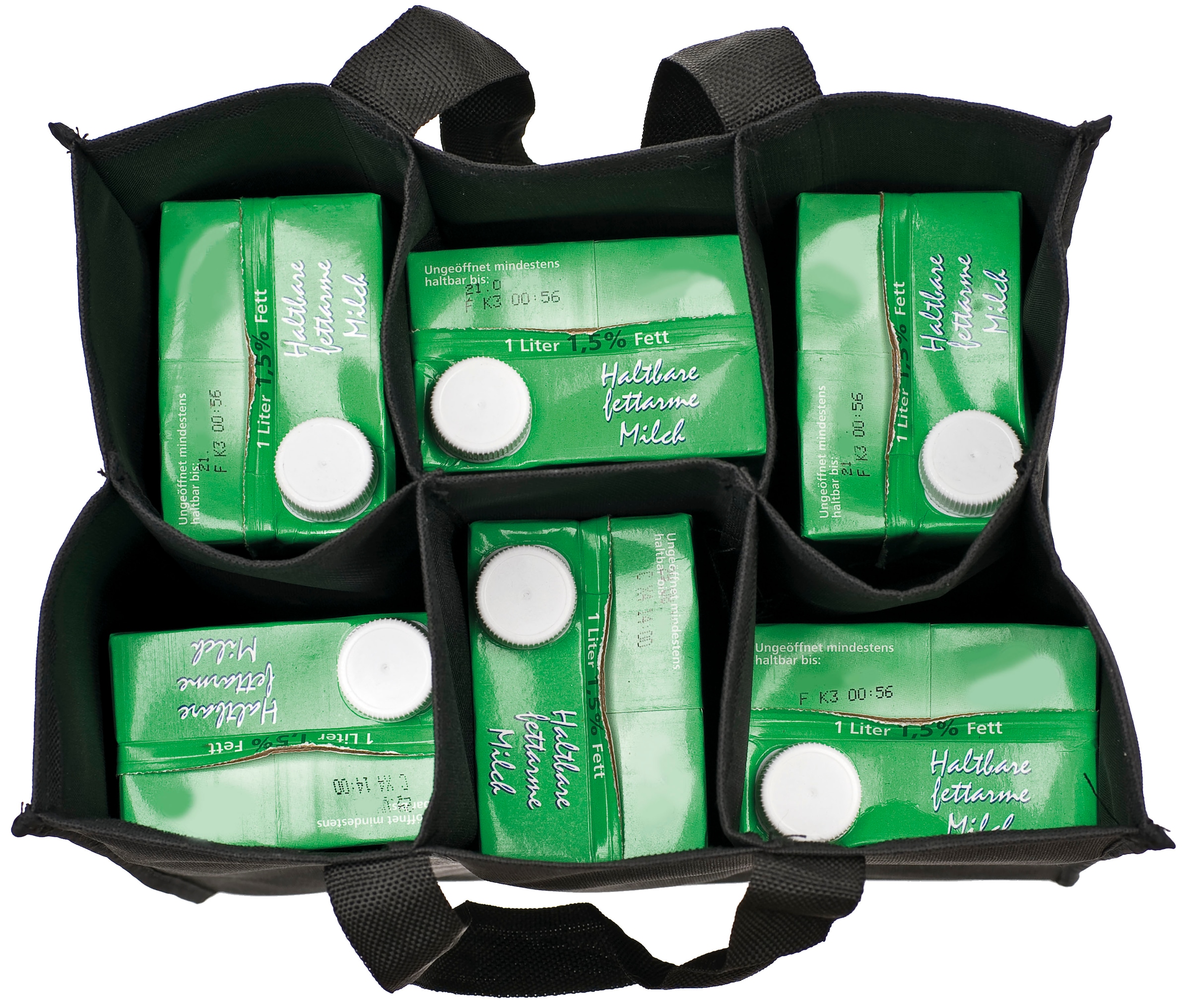 Genius Panier à biberons »Flaschentasche, grau mit weissen Punkten« praktische Tragetasche zum Transportieren von bis zu 6 Flaschen