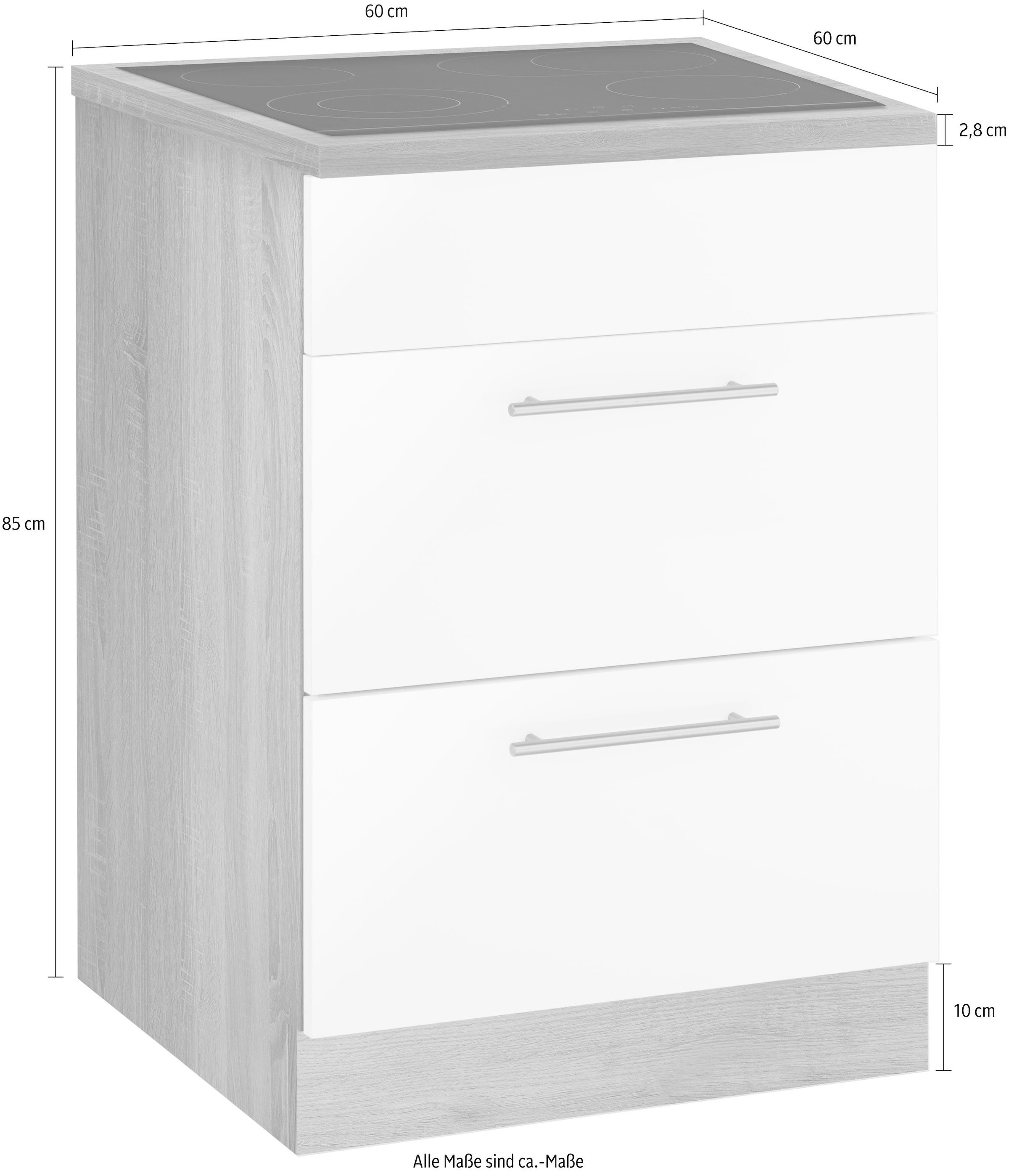 wiho Küchen Armoire d'encastrement pour table de cuisson »Cali« 60 cm breit