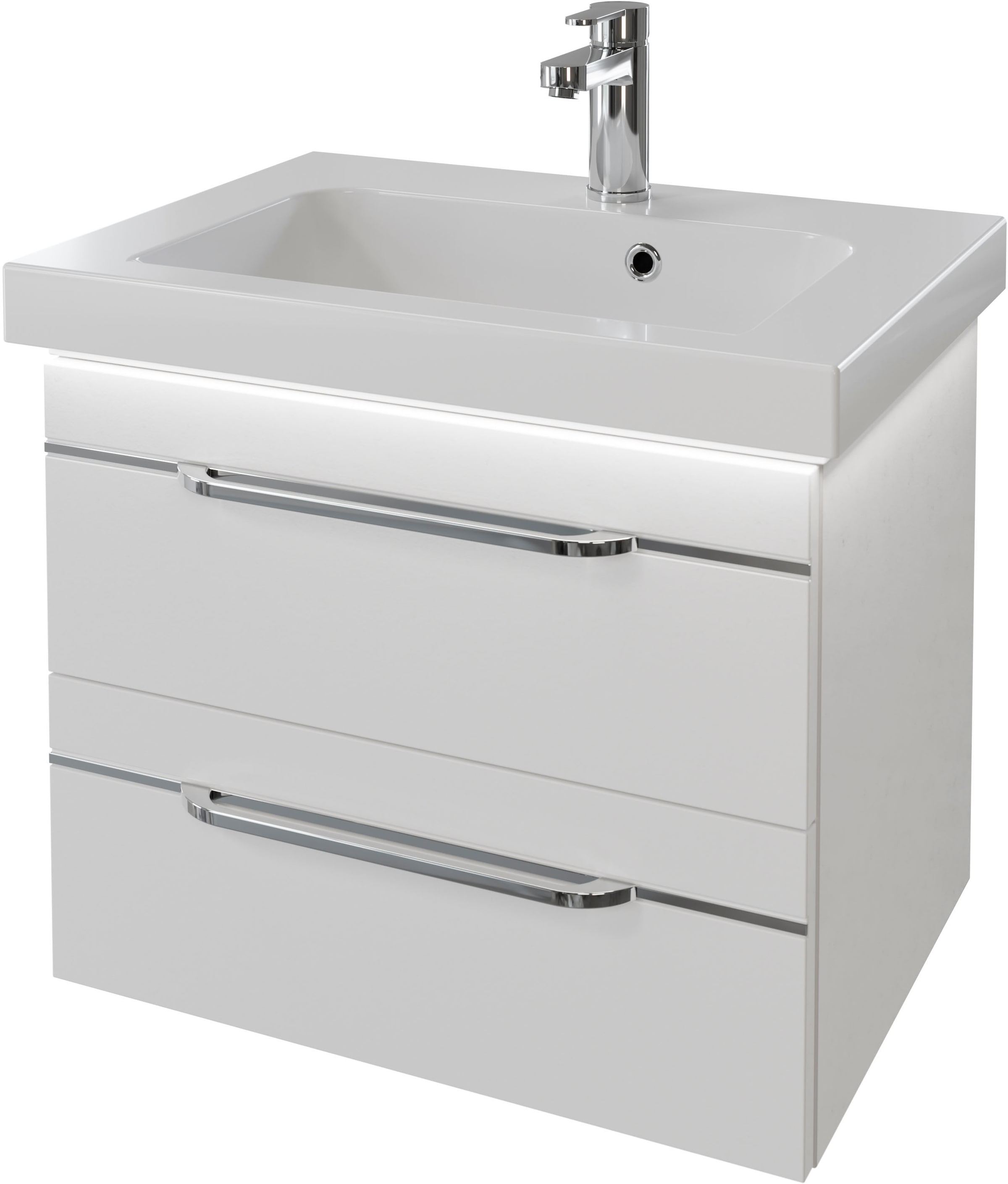 Image of Saphir Waschtisch "Serie Balto Mineralmarmor-Waschtisch mit Unterschrank, 64,4 cm breit" 2 Stk. tlg. Waschplatz mit 2 Schubladen, Badschrank in verschiedenen Ausführungen