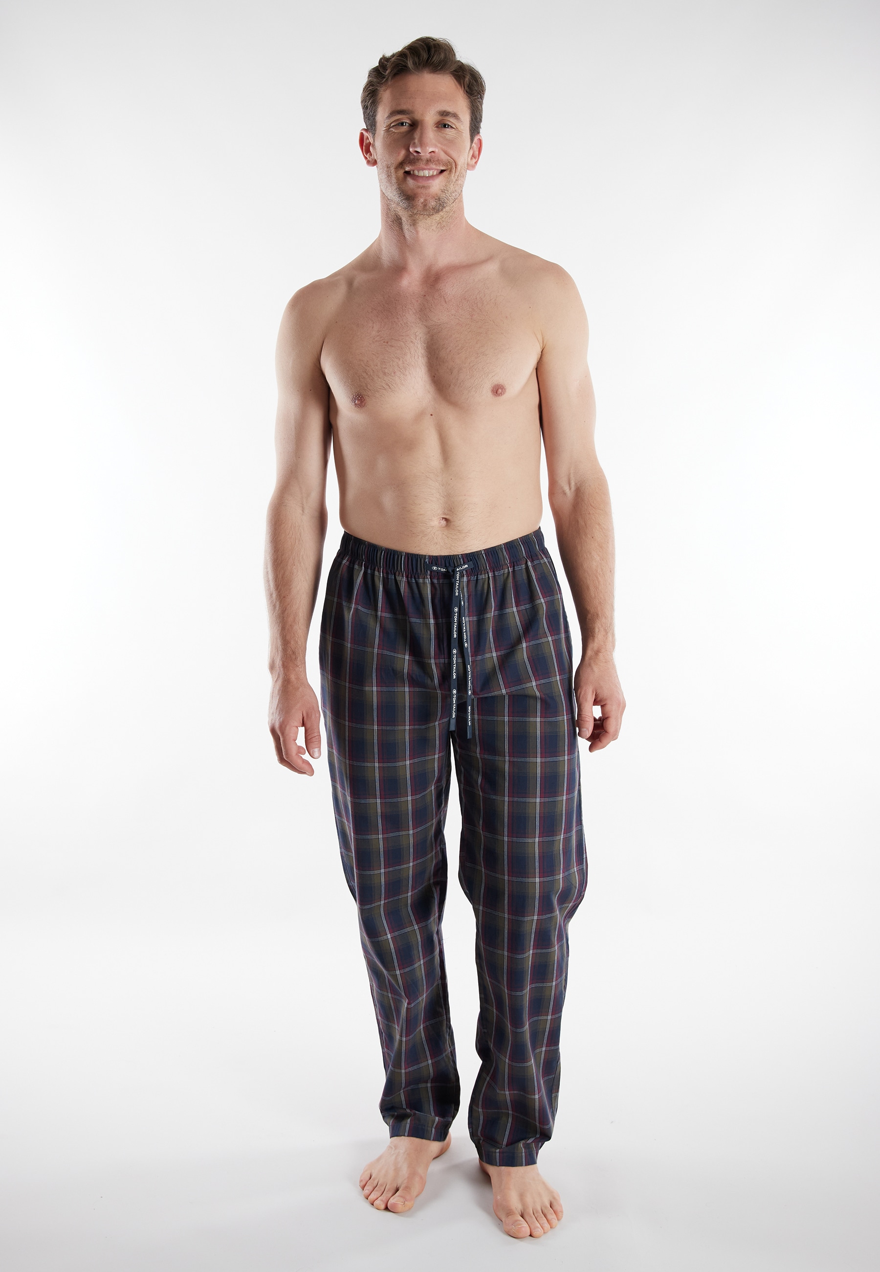Image of TOM TAILOR Pyjamahose "Milos" mit elastischem Bund, Kordelzug, kariert