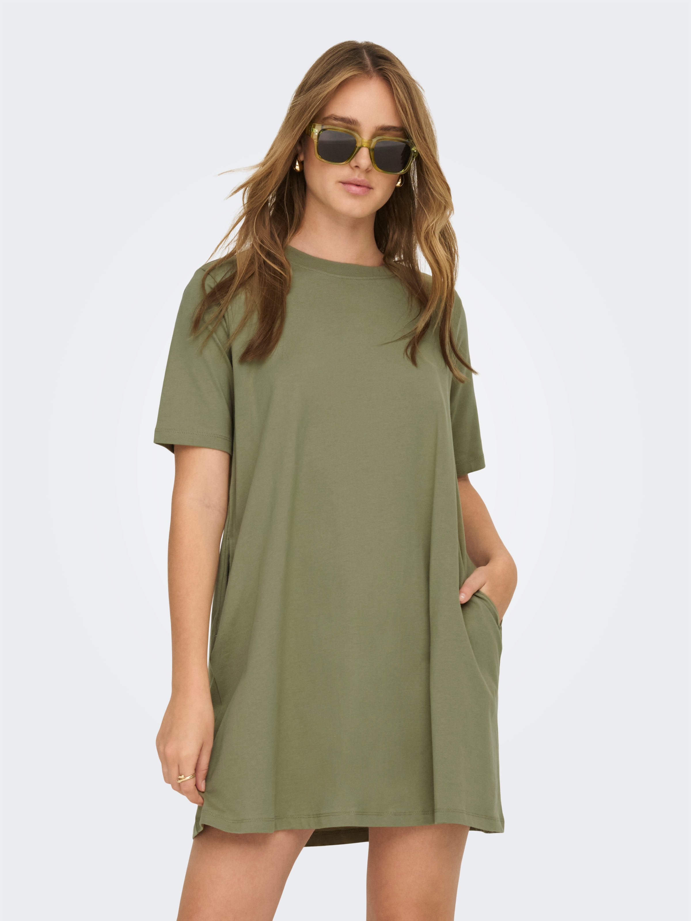 Image of ONLY Minikleid "ONLMARA S/S POCKET DRESS JRS NOOS" Baumwolle, oversize, Rundhals