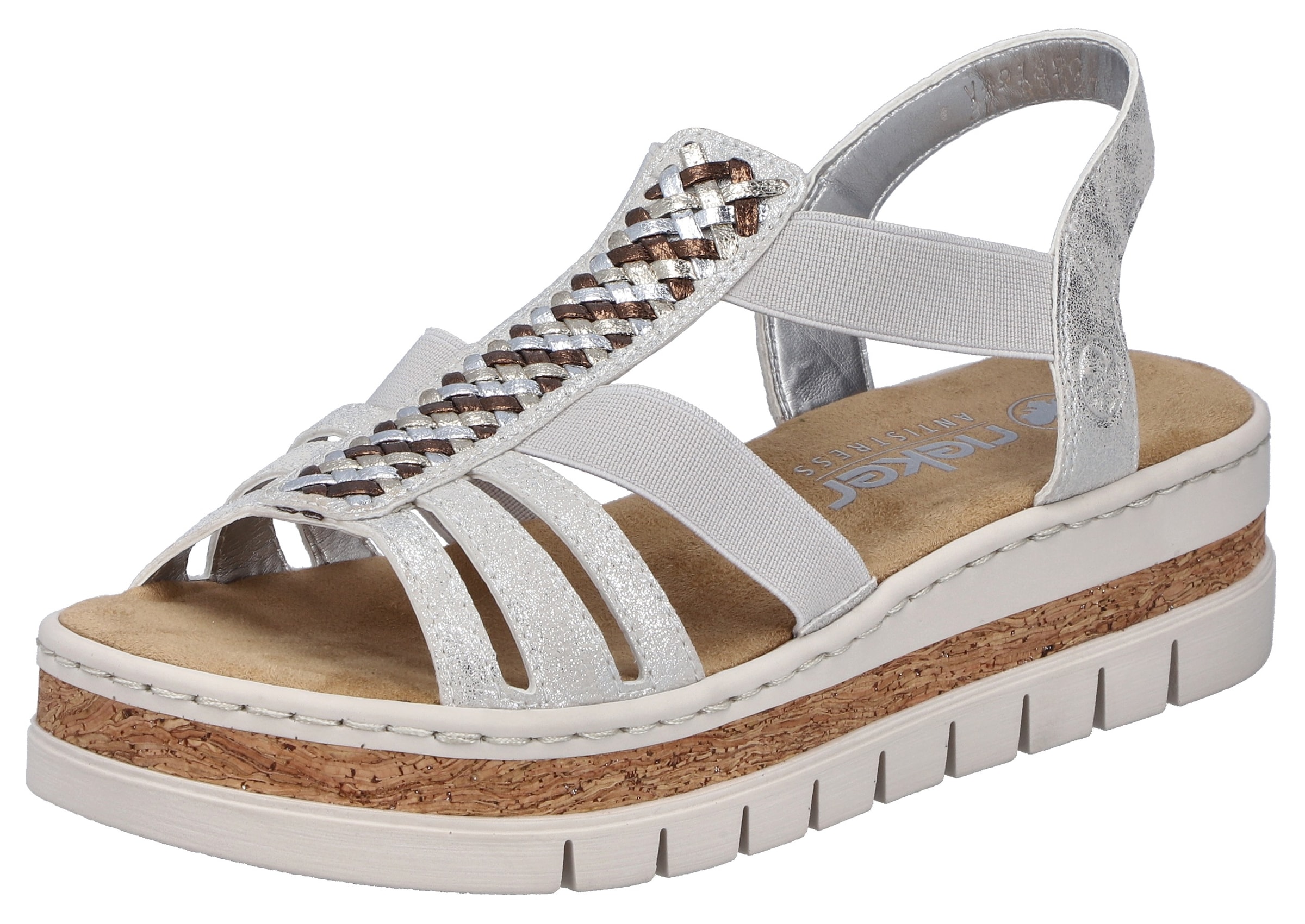 Image of Rieker Keilsandalette Keilsandalette, Plateausandale, Sommerschuh in Metallic-Optik