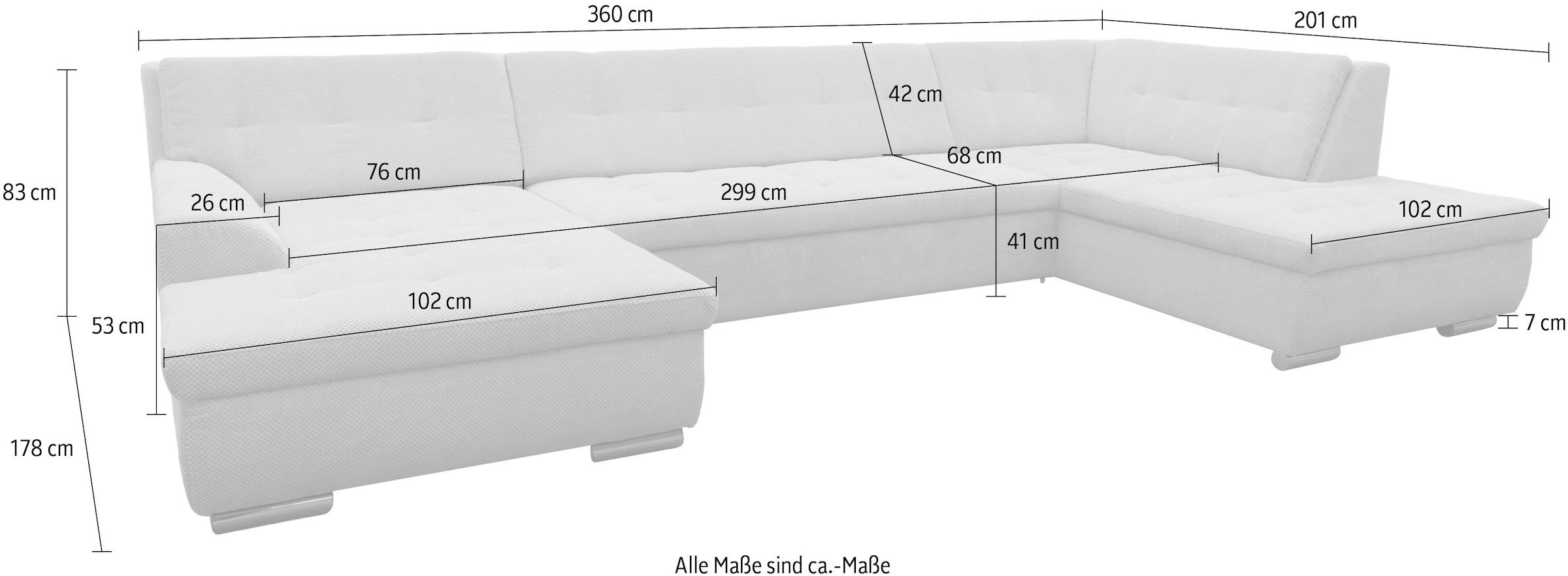 GOODproduct Wohnlandschaft »Tornby 360 x 201 cm, mit Steppungen, modern & stabil« L-Form, aus haustierfreundlichem Pet Friendly Bezug