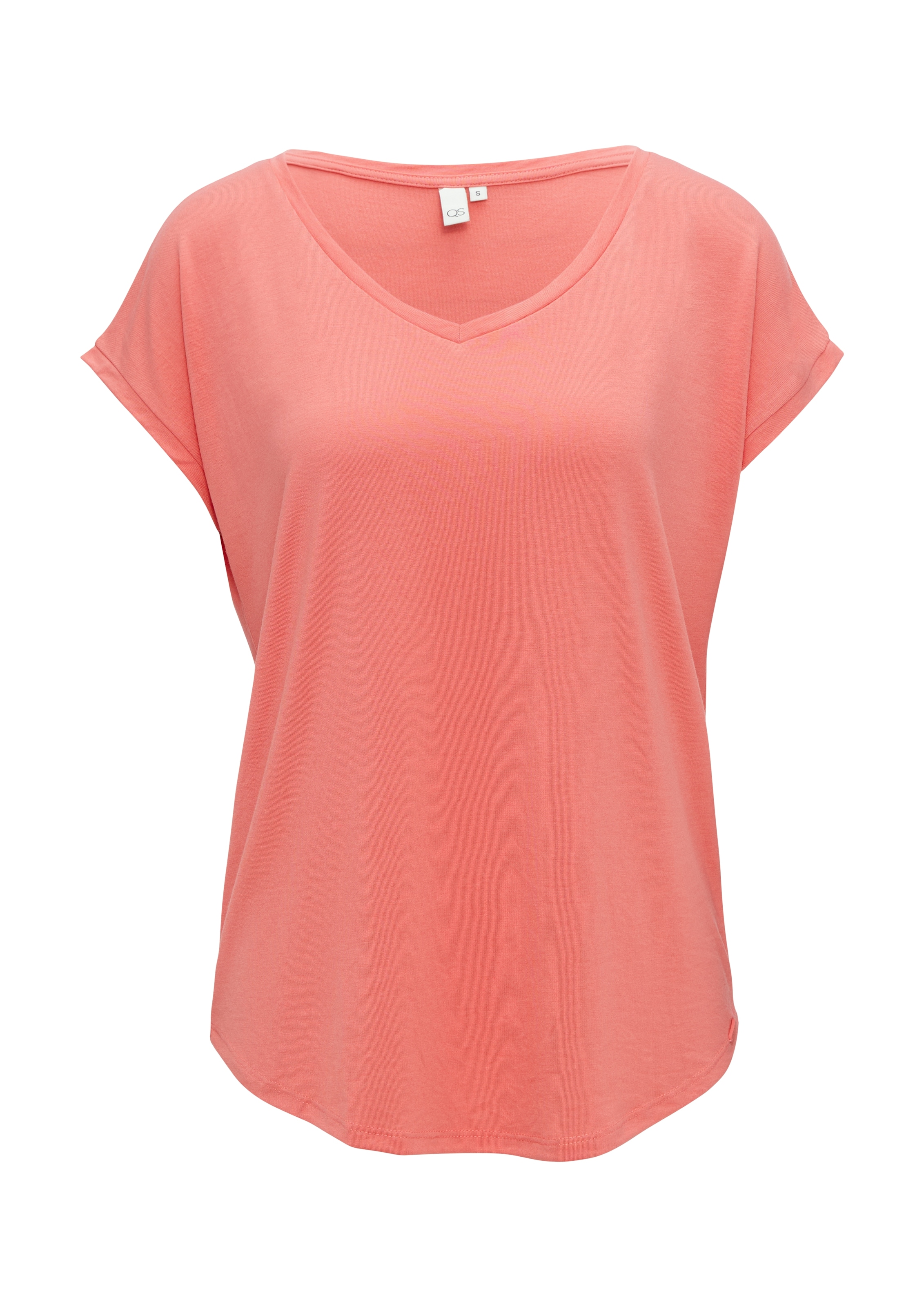 QS T-Shirt mit V-Ausschnitt