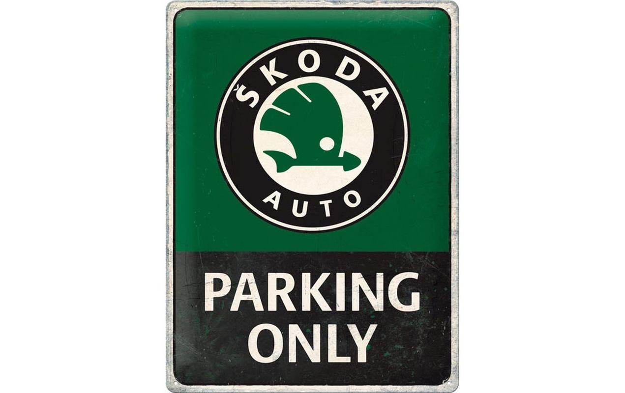 Image of Wanddekoobjekt "Nostalgic Art Skoda Parking only 30 x 40 cm, Metall"