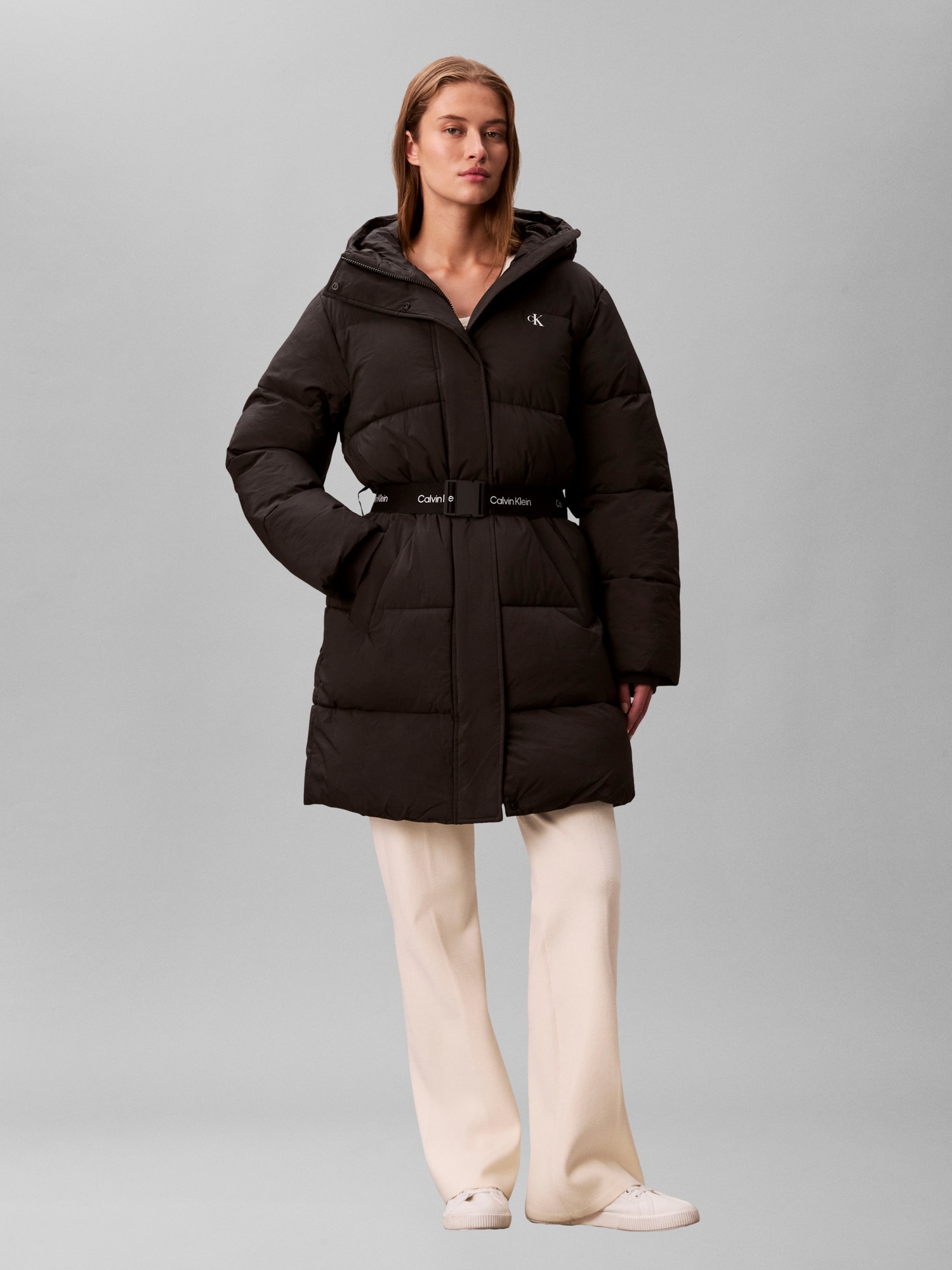 Calvin Klein Jeans Steppmantel »BELTED MIDWEIGHT LONG PUFFER« Mit Rundhalsausschnitt, regular fit