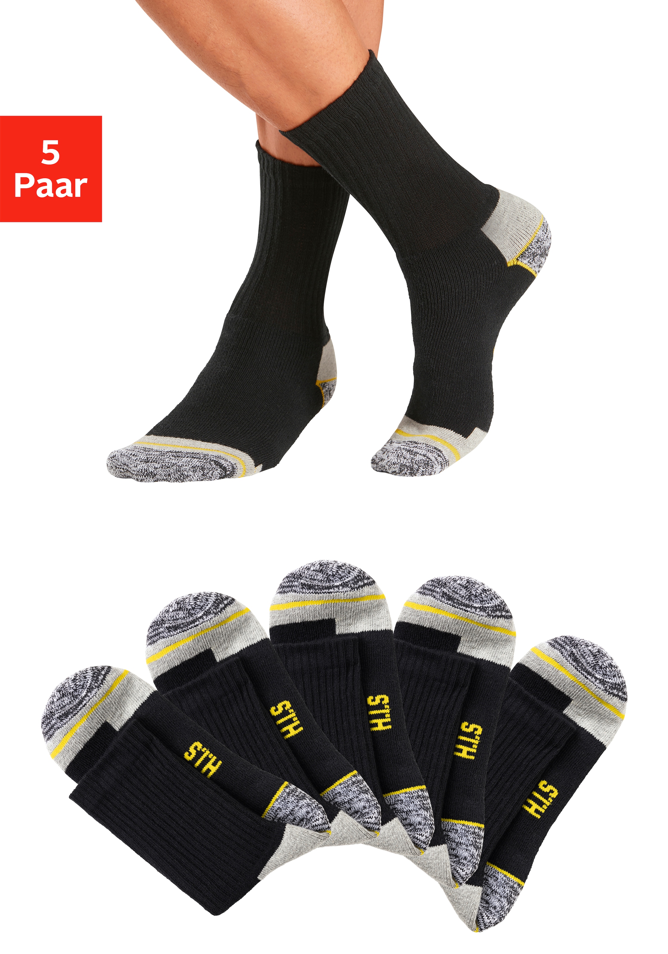 Image of H.I.S Arbeitssocken "Herren für Arbeit und Sport; sportiv gemustert" Packung, 5 Paar tlg. mit Vollfrottee für komfortablen Sitz
