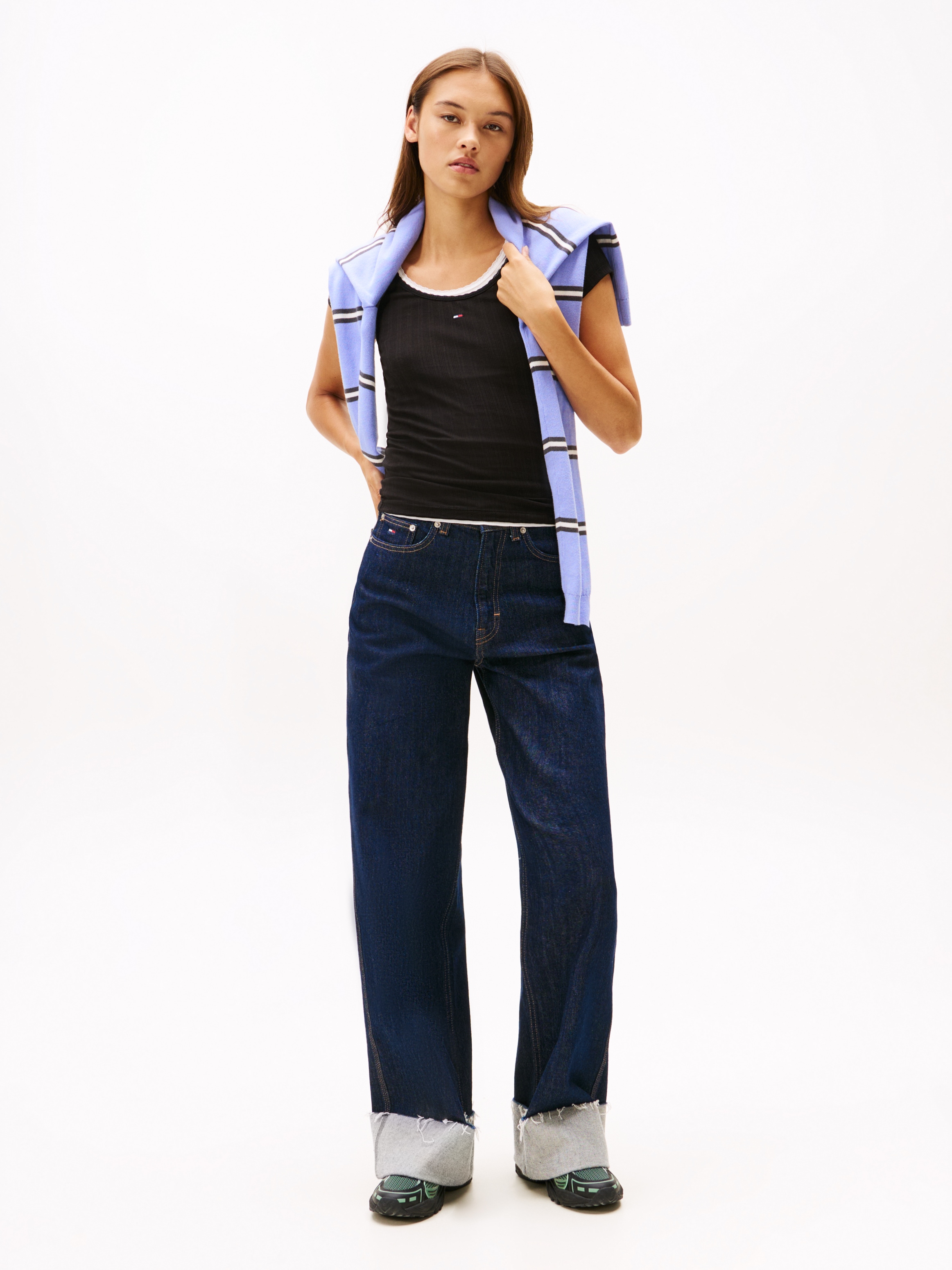 Tommy Jeans Kurzarmshirt »TJW SLIM IRREGULAR RIB SS«, in gerippter Struktur