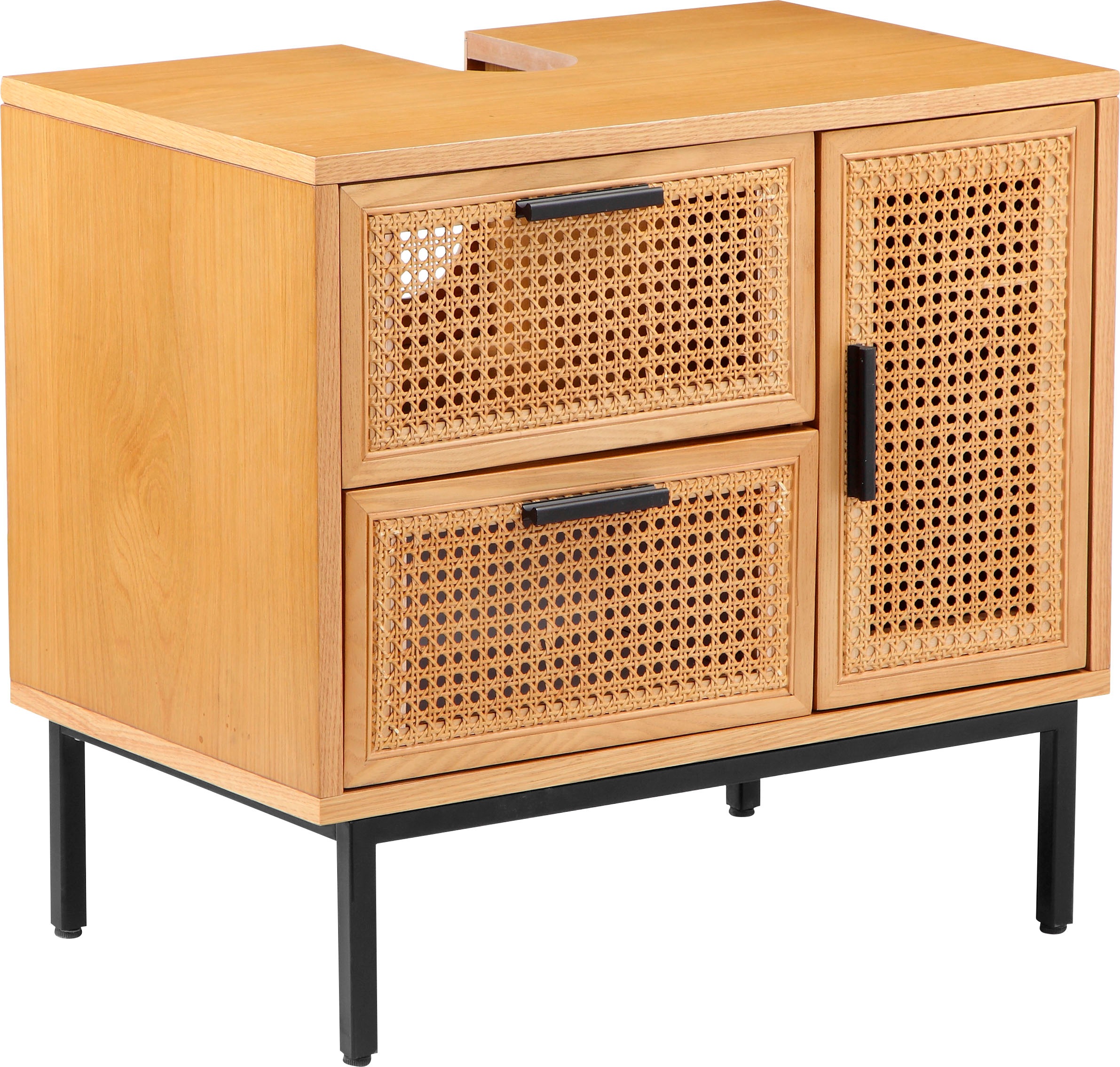 Image of COUCH♥ Waschbeckenunterschrank »Feines Geflecht«, Rattan Einsatz, viel Stauraum, 1 Schublade, 2 Türen bei Ackermann Versand Schweiz