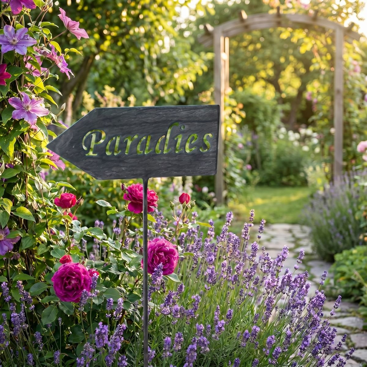 Image of Ambiente Haus Gartenstecker "Paradies (H) 122cm" Stecker für den Garten mit Schriftzug