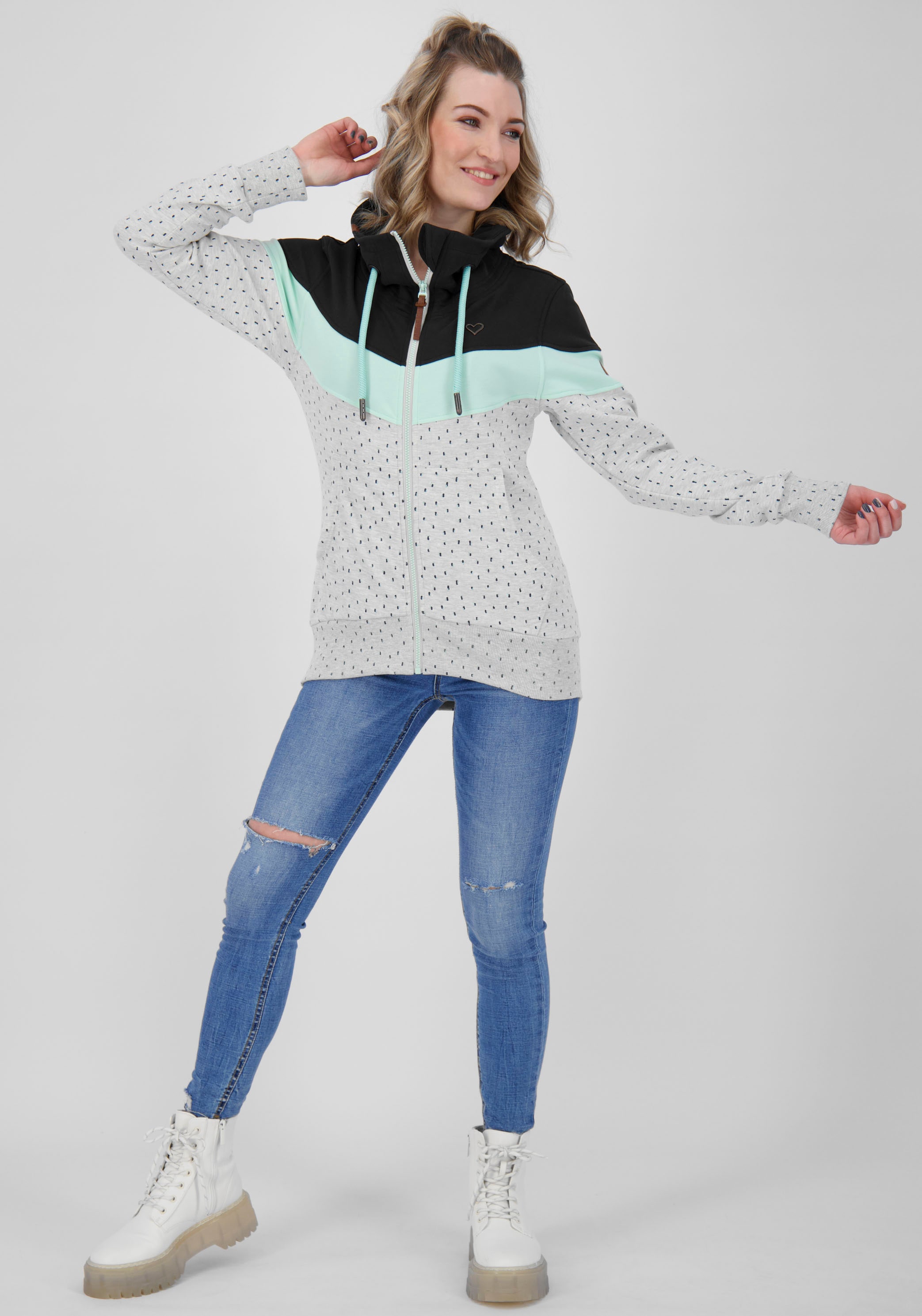 Alife & Kickin Sweatshirt »ValinaAK B«, sportive Sweatjacke mit hohem Stehkragen und Kontrastdetails