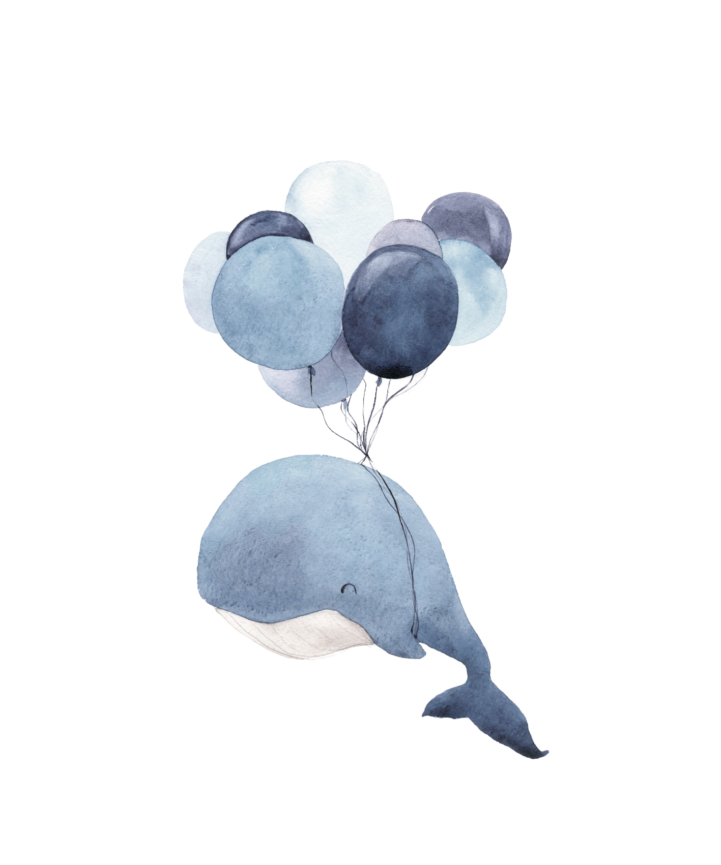 Lüttenhütt Bild mit Rahmen »oder Poster, Wal mit Luftballons« Fantasy | Luftballon | Tiere | Wassertiere 1 Stk. tlg. HD Premium Druck