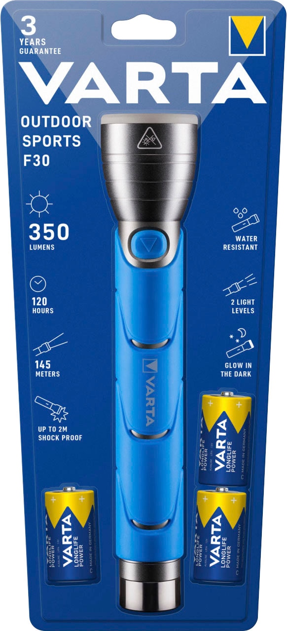 VARTA Taschenlampe »Outdoor Sports F30 Taschenlampe inkl. 3x LONGLIFE Power C Batterien«