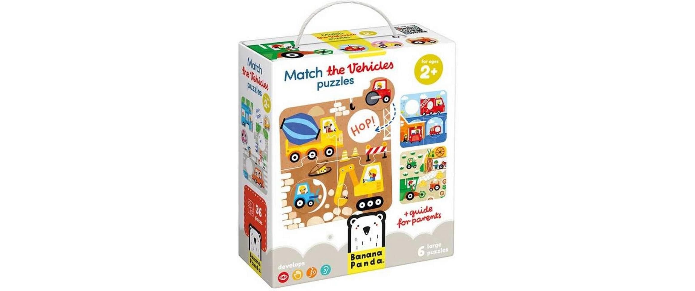   Puzzle »Banana Panda Match the Vehicles Pappe 36 Teile« Englisch, Multilingual