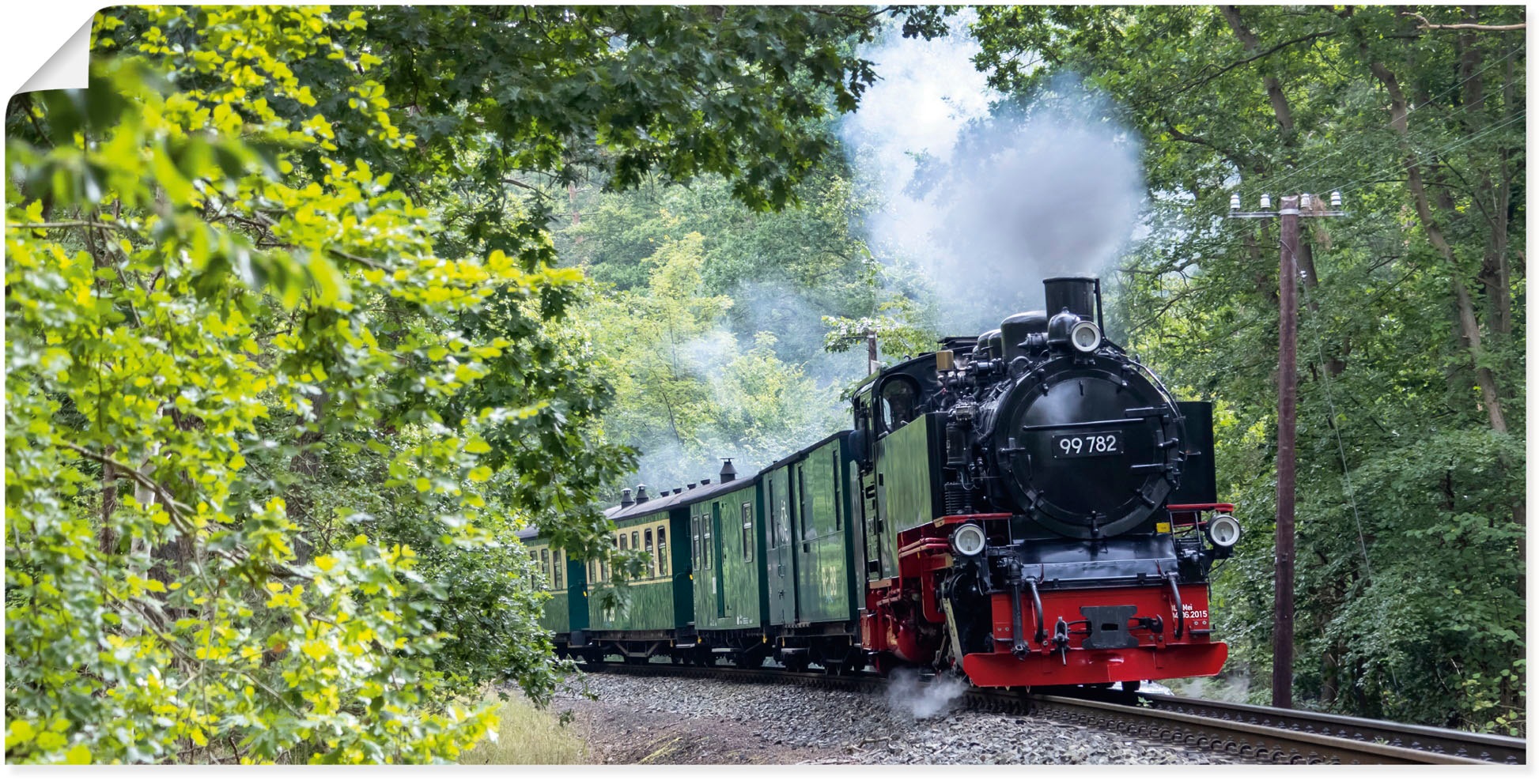 Image of Artland Wandbild »Rügen Rasender Roland Panorama«, Zugbilder, (1 St.), in vielen Grössen & Produktarten - Alubild / Outdoorbild für den Aussenbereich, Leinwandbild, Poster, Wandaufkleber / Wandtattoo auch für Badezimmer geeignet bei Ackermann Versand Schw