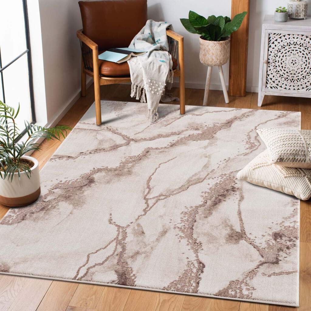 Image of Carpet City Teppich "Chic" rechteckig 11 mm Höhe Kurzflor, Abstrakt, Marmor, Modern, Weicher Flor