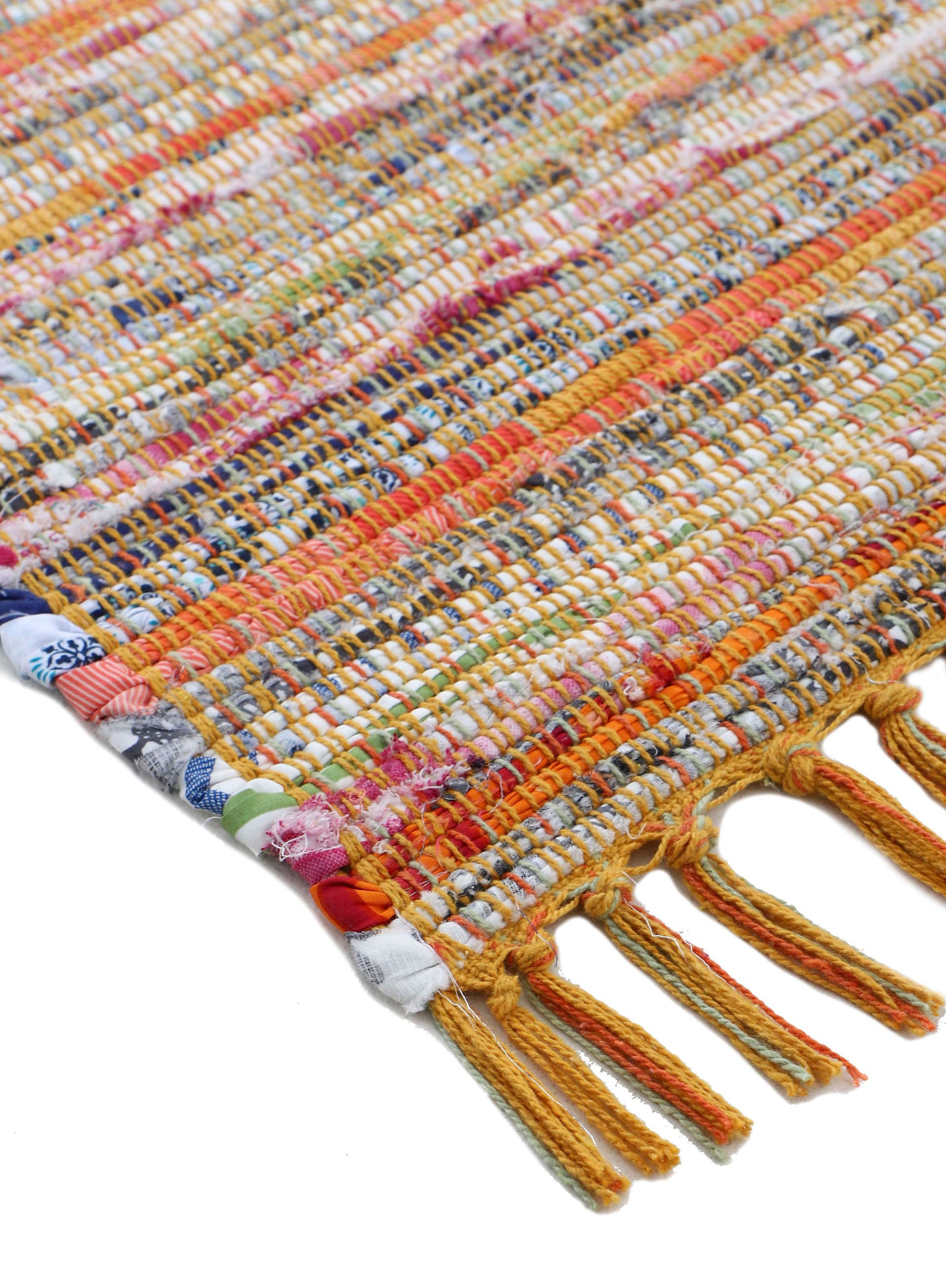 carpetfine Teppich »Kelim Chindi, Wendeteppich«, rechteckig, 6 mm Höhe, handgewebt, Fleckerlteppich mit Fransen, auch vielen in Läufergrössen