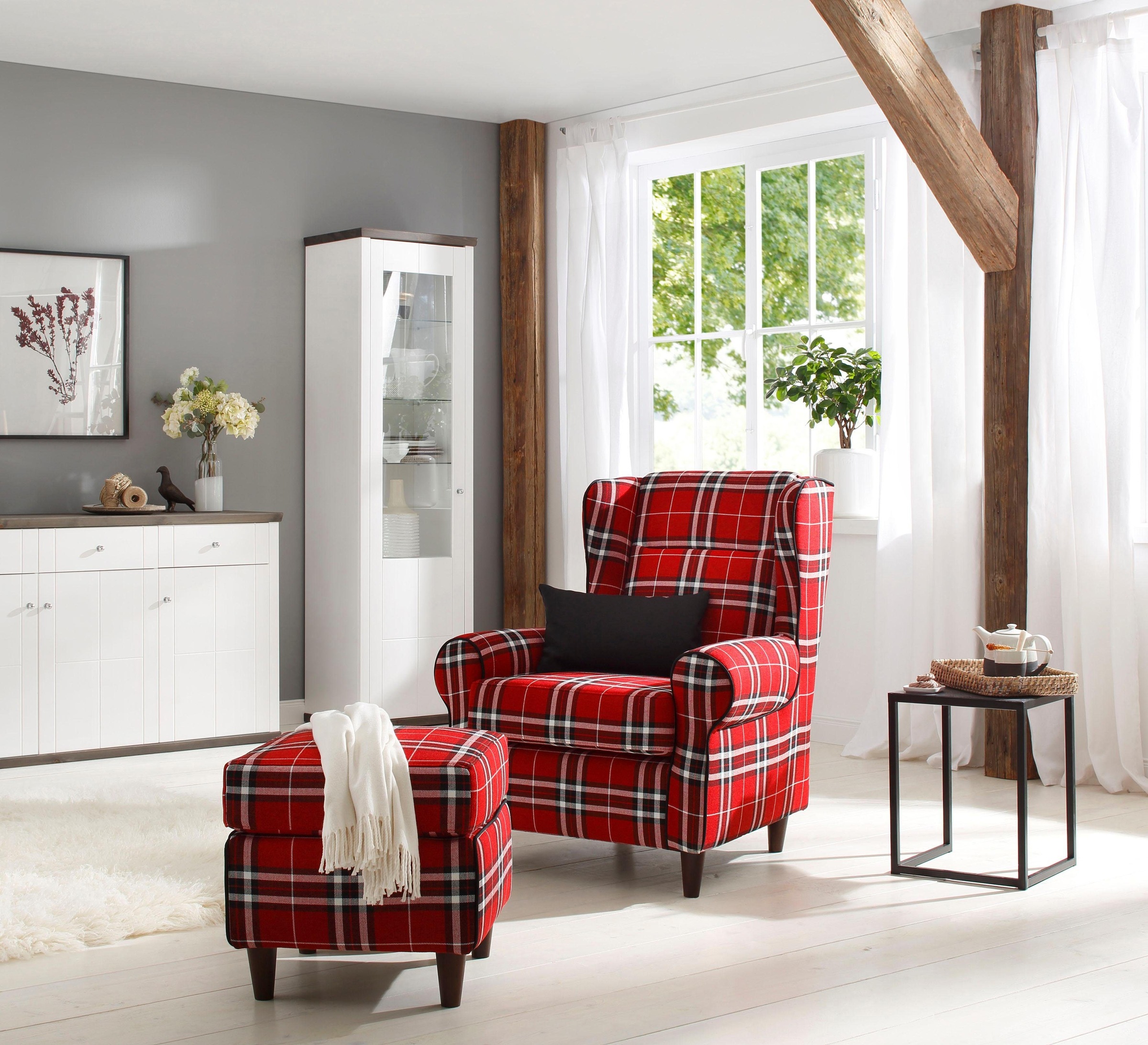 Image of Home affaire Ohrensessel »Eric«, inklusive Hocker in Karostoff oder Luxusmicrofaser Vintageoptik bei Ackermann Versand Schweiz